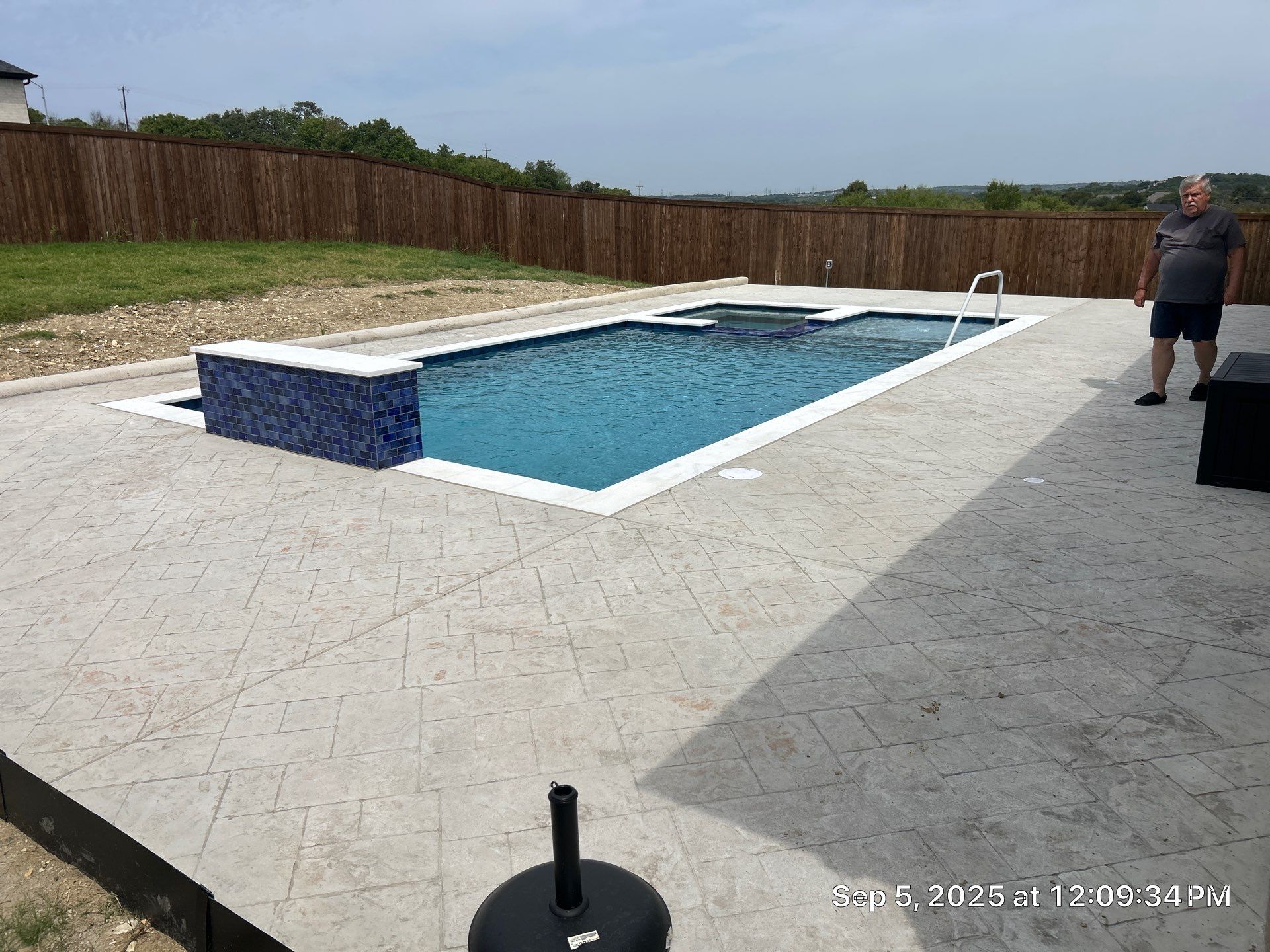 Geometric Pool with Raised Spa and Tanning Ledge by Pinnacle Pools and Spas - DFW