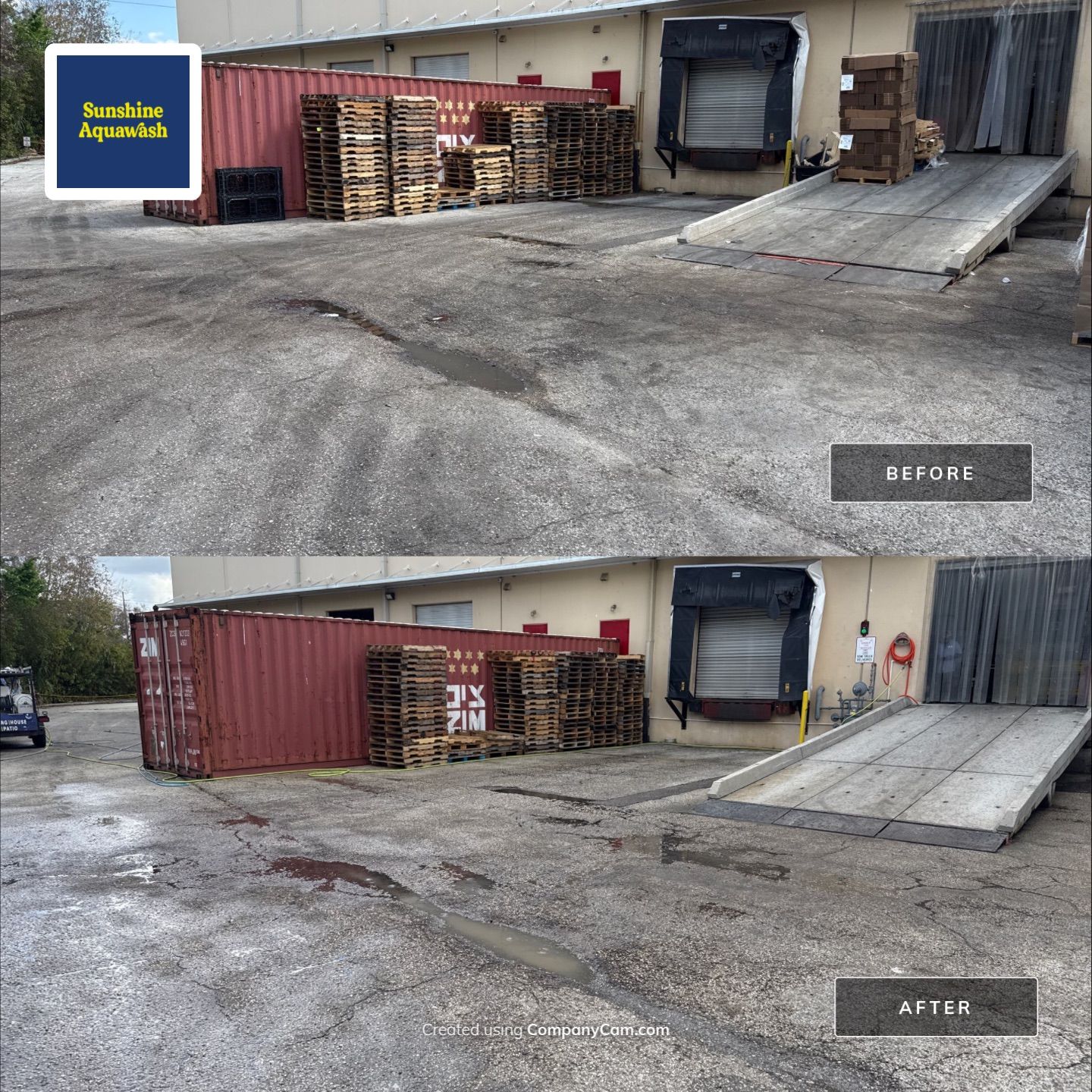 Commercial Loading Dock & Dumpster Area Cleaning Transformation by Sunshine AquaWash