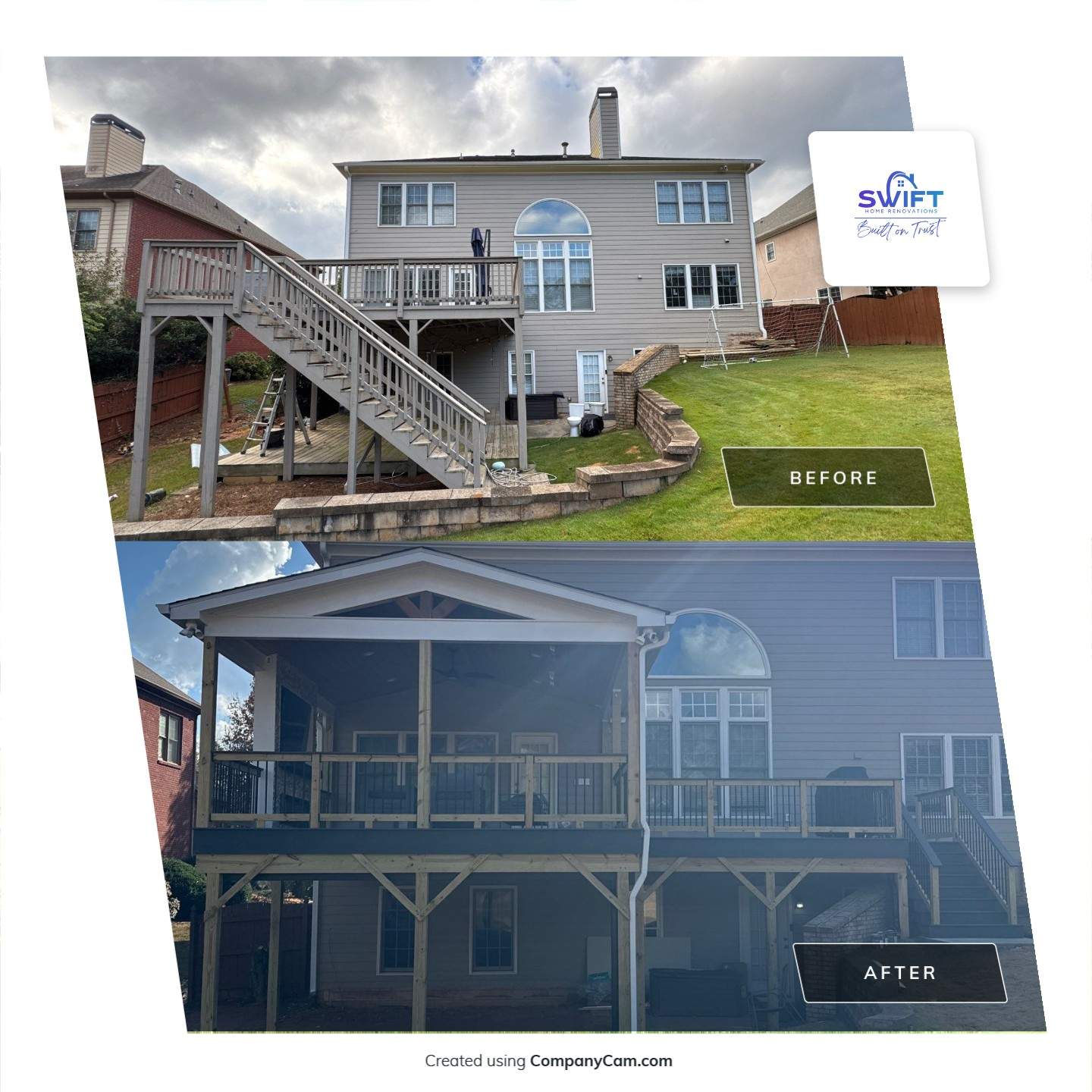 Custom Composite Deck and Covered Gabled Porch in Marietta by Swift Home Renovations