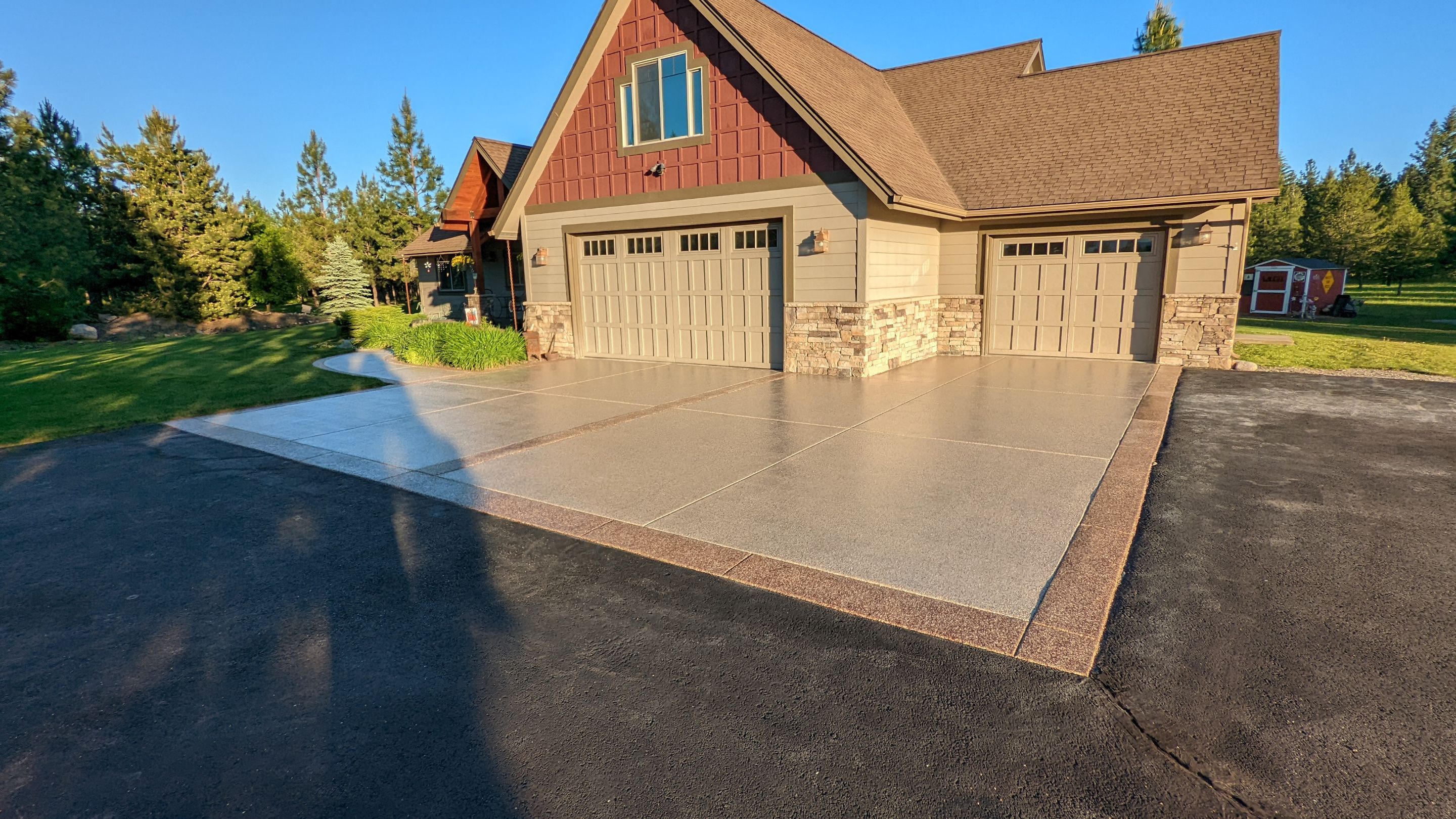 Driveway using Pecan and Chestnut Trim by Croc Coatings, LLC