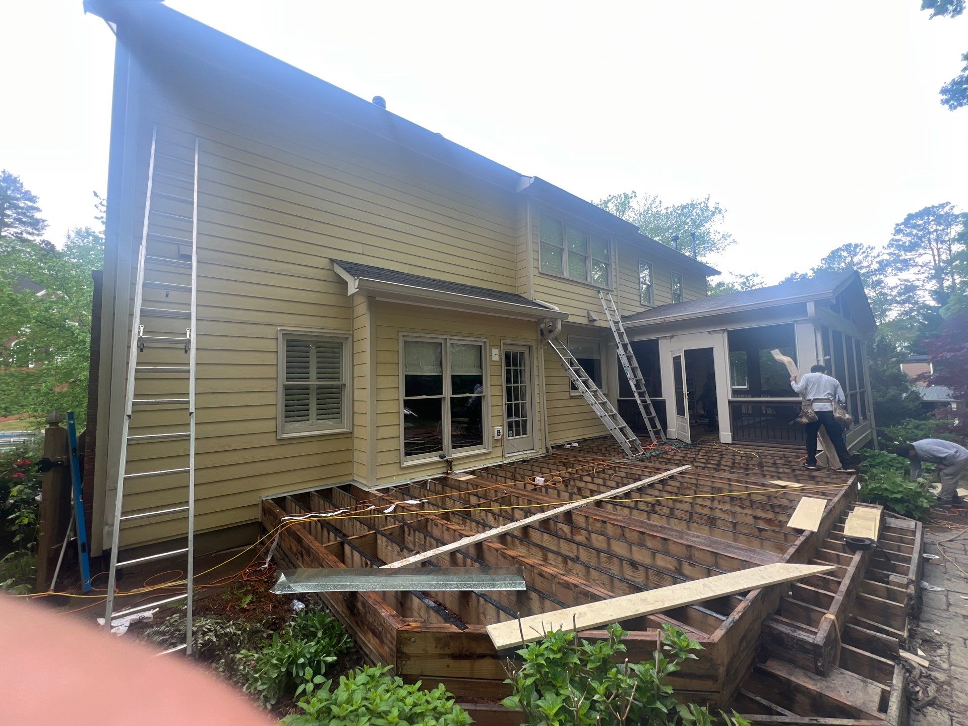 James Hardie Siding Install, Rotten Wood Replacement, Trex Deck Resurface, and Exterior Paint Project in Roswell, GA by Nelson Exteriors 