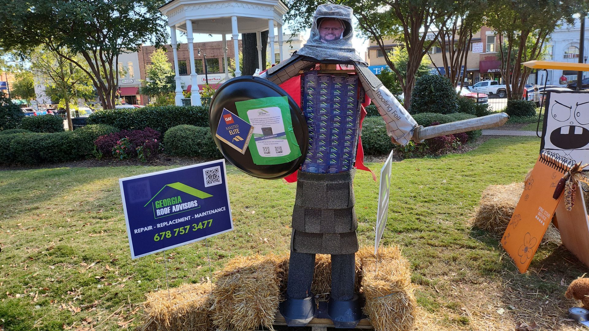 Annual Roofing Material Squarecrow Builds in Marietta Square by Georgia Roof Advisors