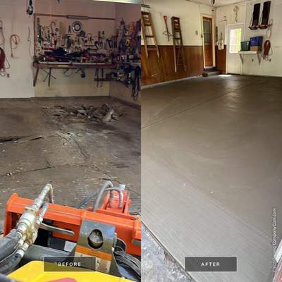 Concrete garage floor replacement