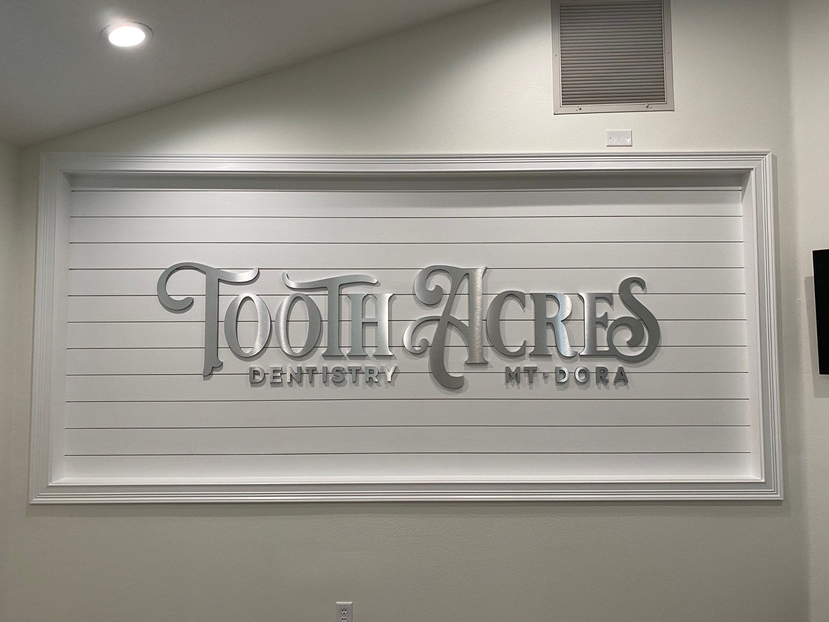 Brushed Aluminum Acrylic FCO Letters for Tooth Acres by SignCrafters