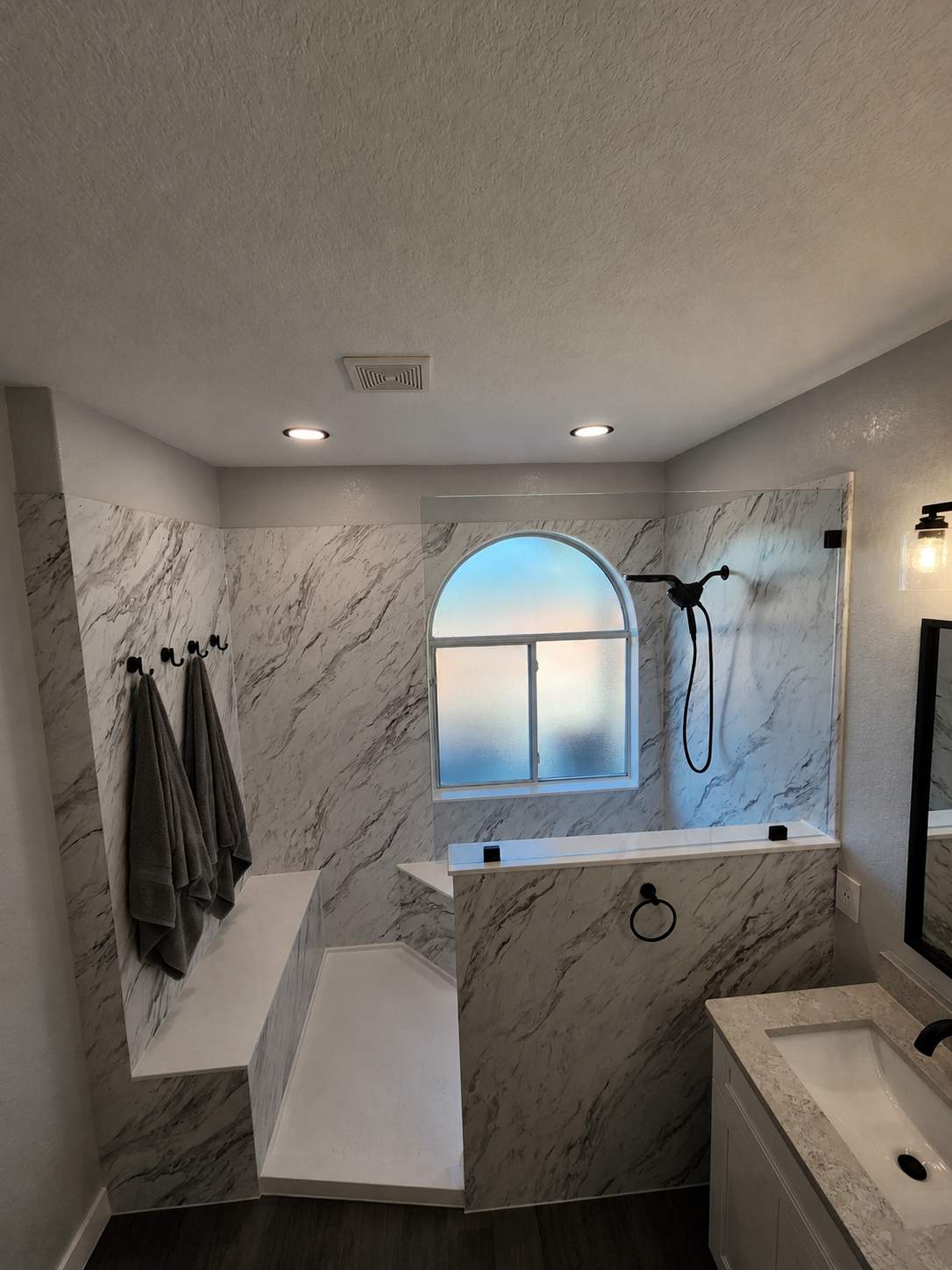 Cibolo Large Walk-In Shower Remodel with Hidden Niche and Smart Shower Controls by Legacy Bath and Kitchen