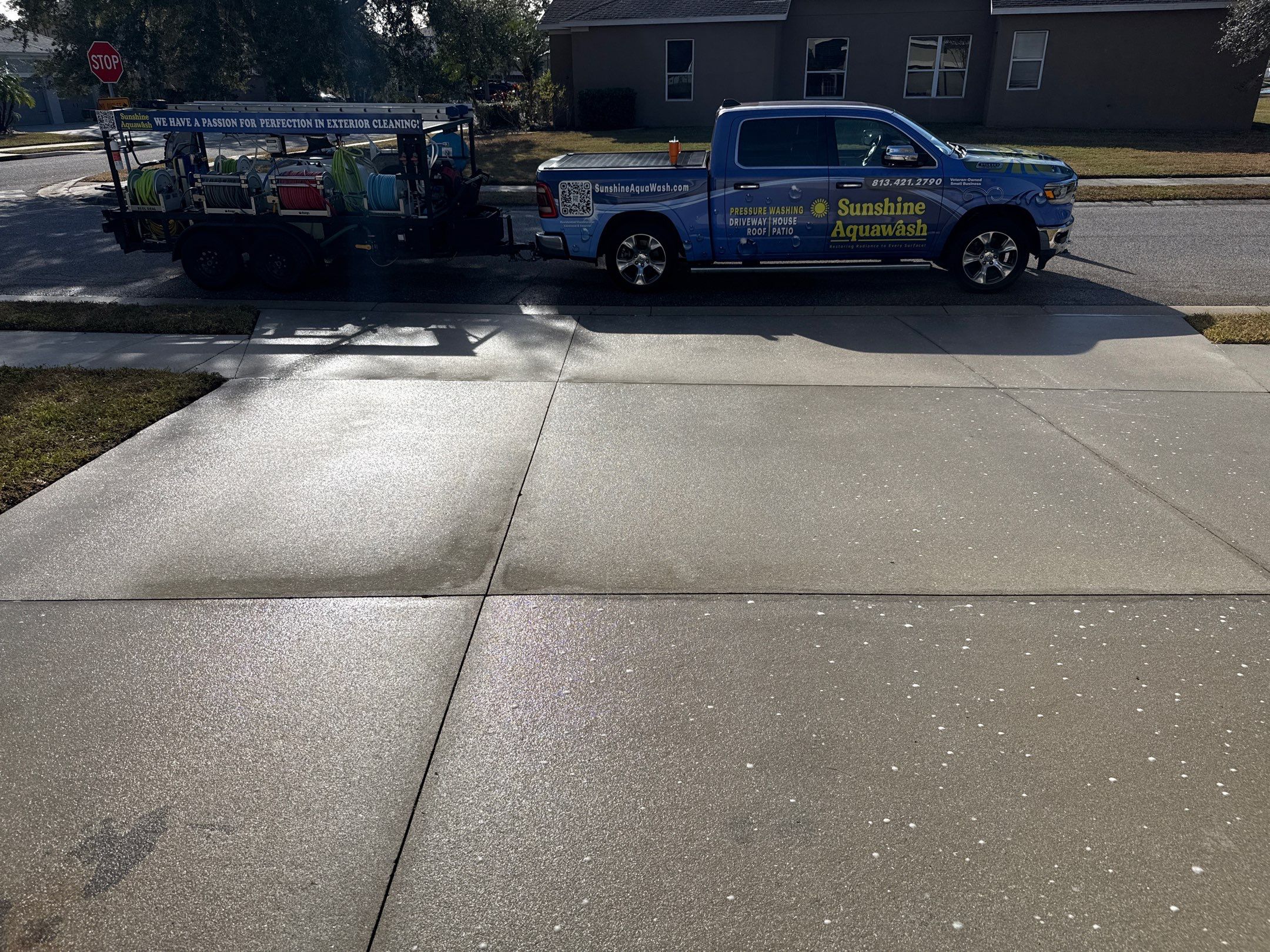 Driveway & Sidewalk Cleaning Transformation | Kingsfield Lakes, Parrish FL by Sunshine AquaWash