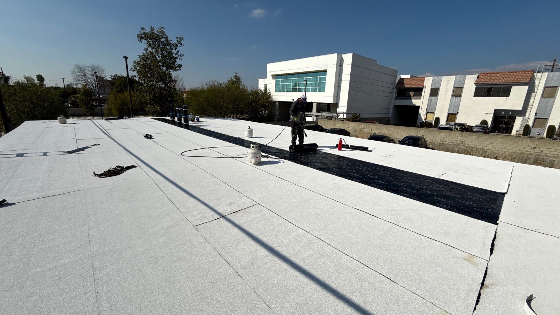 Carport Modified Bitumen Installation using ASC Modified Bitumen Roofing System by Hull Brothers Roofing