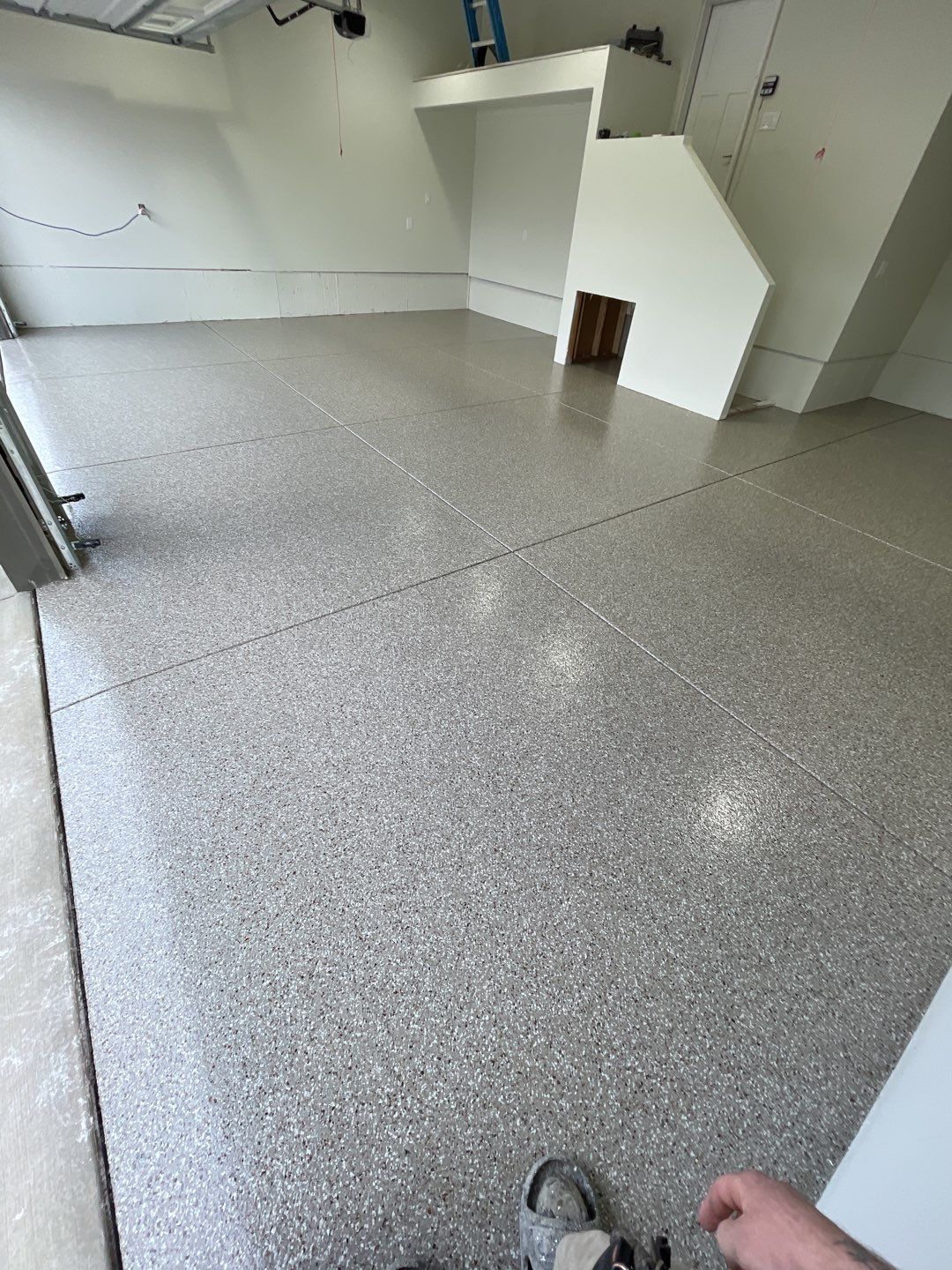 Garage Transformation using Pebble Beach by Croc Coatings, LLC