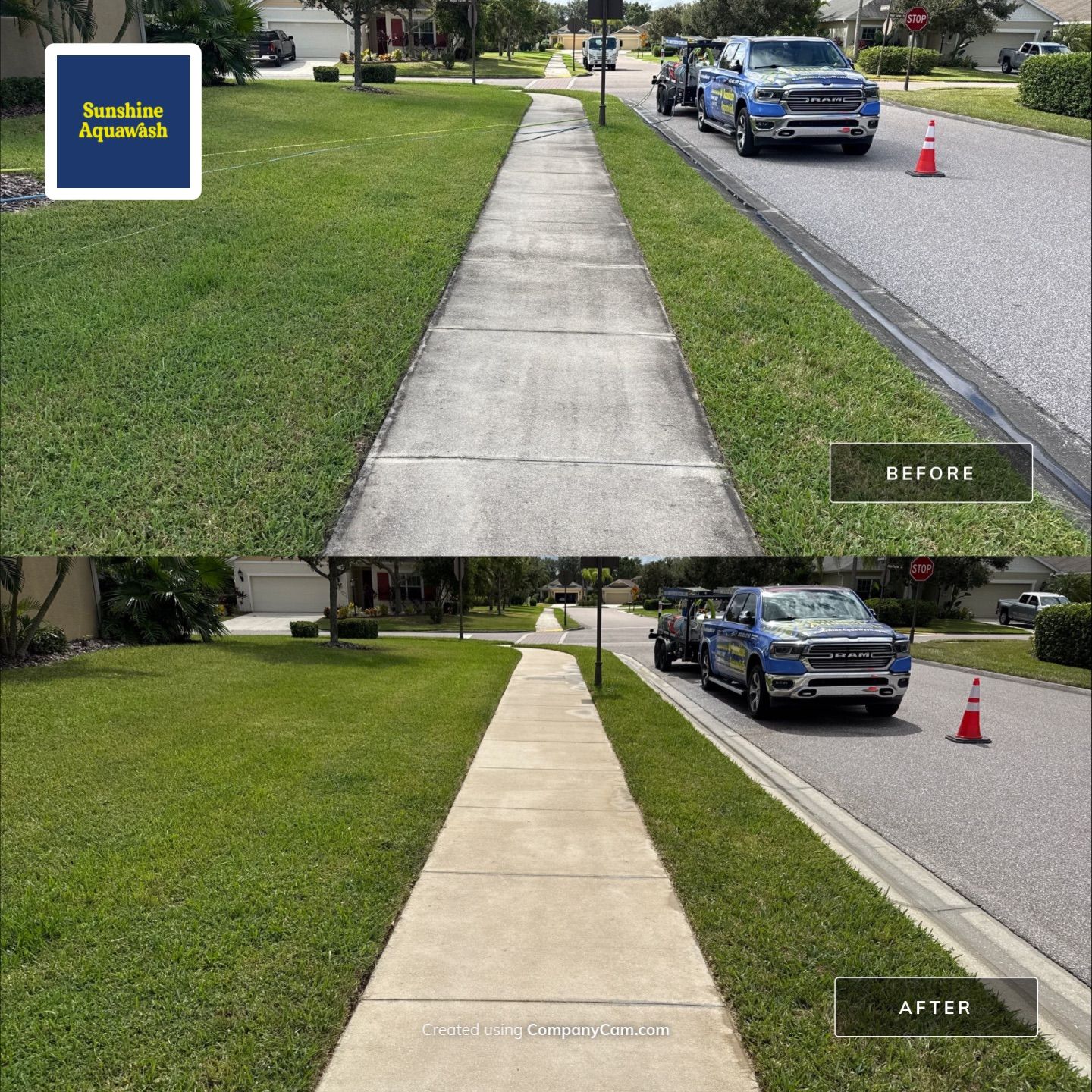 Driveway, Sidewalk & Lanai Cleaning Transformation | Forest Creek Parrish, FL by Sunshine AquaWash