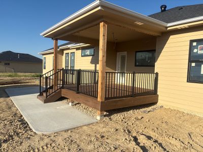 Composite deck using brown oak Timbertech