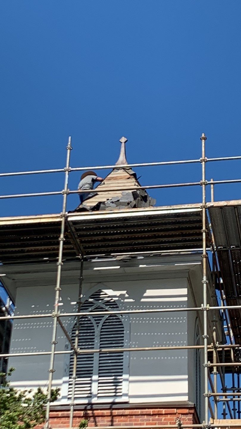 Roof replacement in Church by hail and wind damage by Just Brilliant Restoration JBR