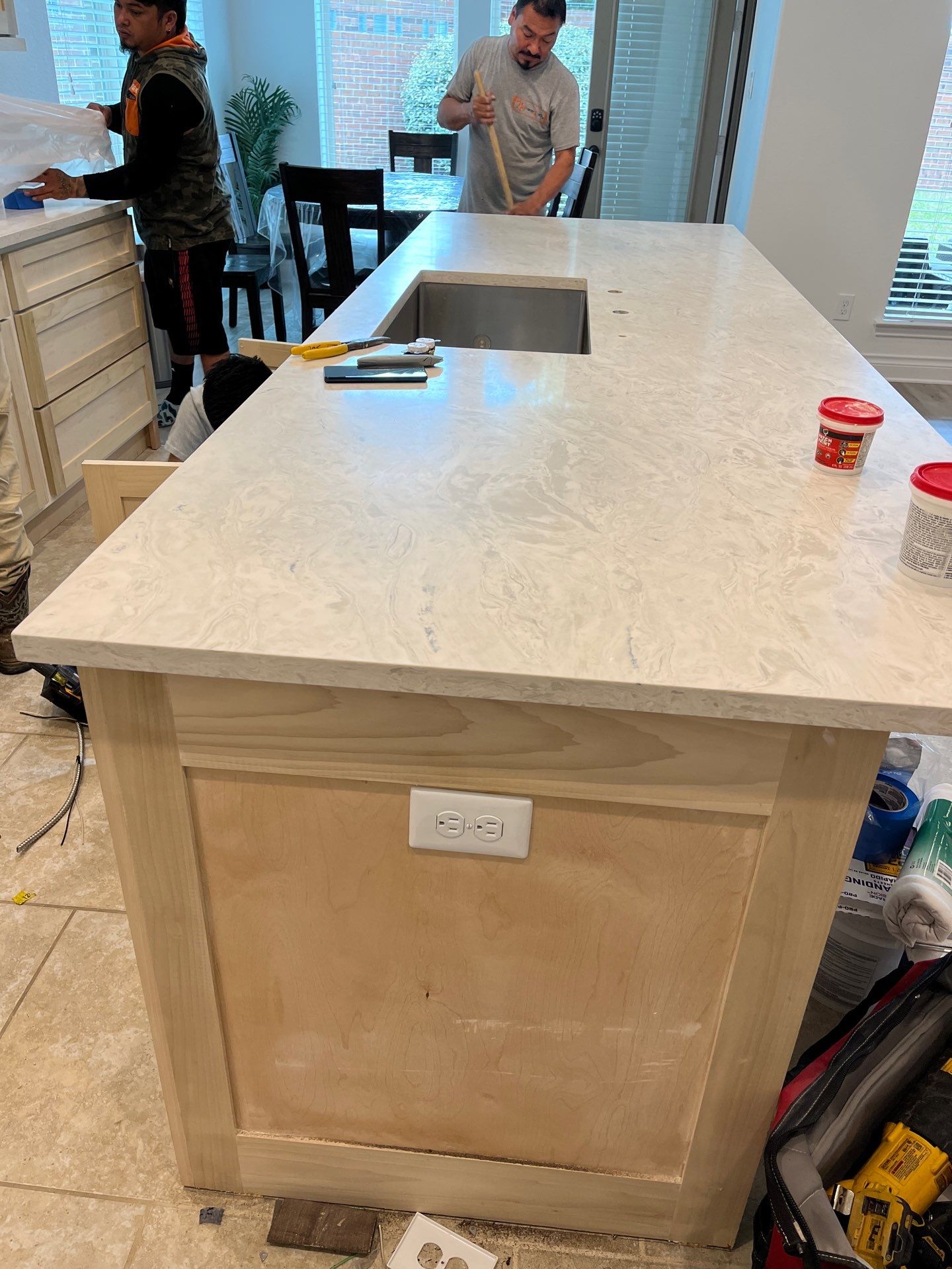 Kitchen Remodel using Water mitigation equipment by L&T General Contractors and Restoration INC
