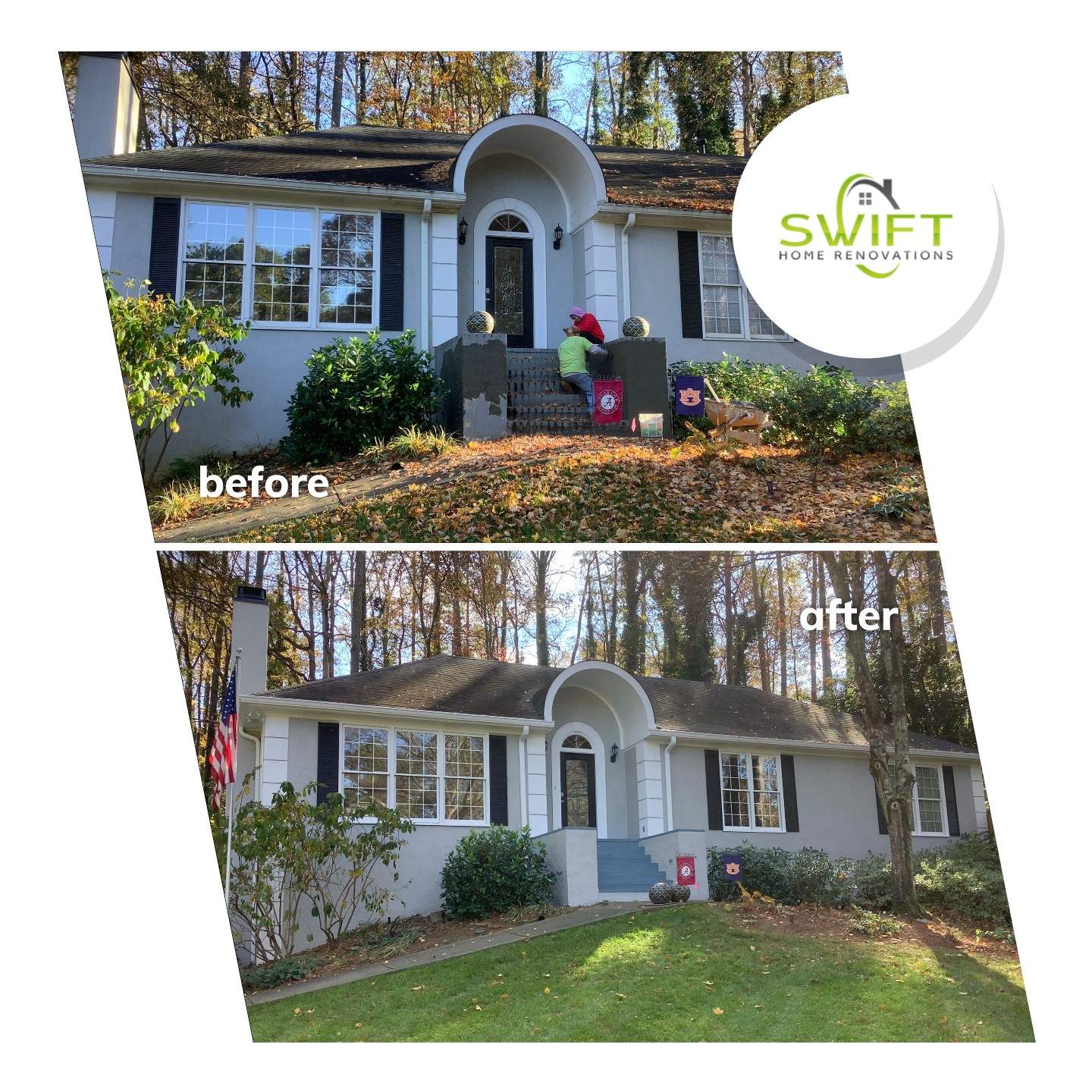 Full Exterior Painting and Front Step Refinishing in Marietta by Swift Home Renovations