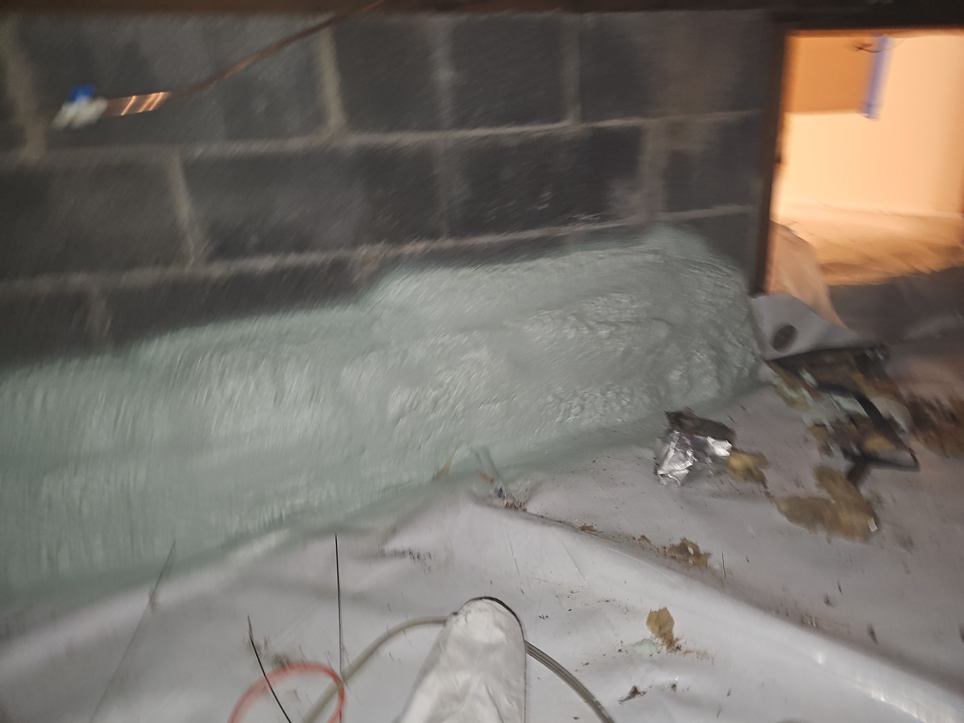 Basement Exterior Walls using Crawl Space Liner by NYS Foam & Energy