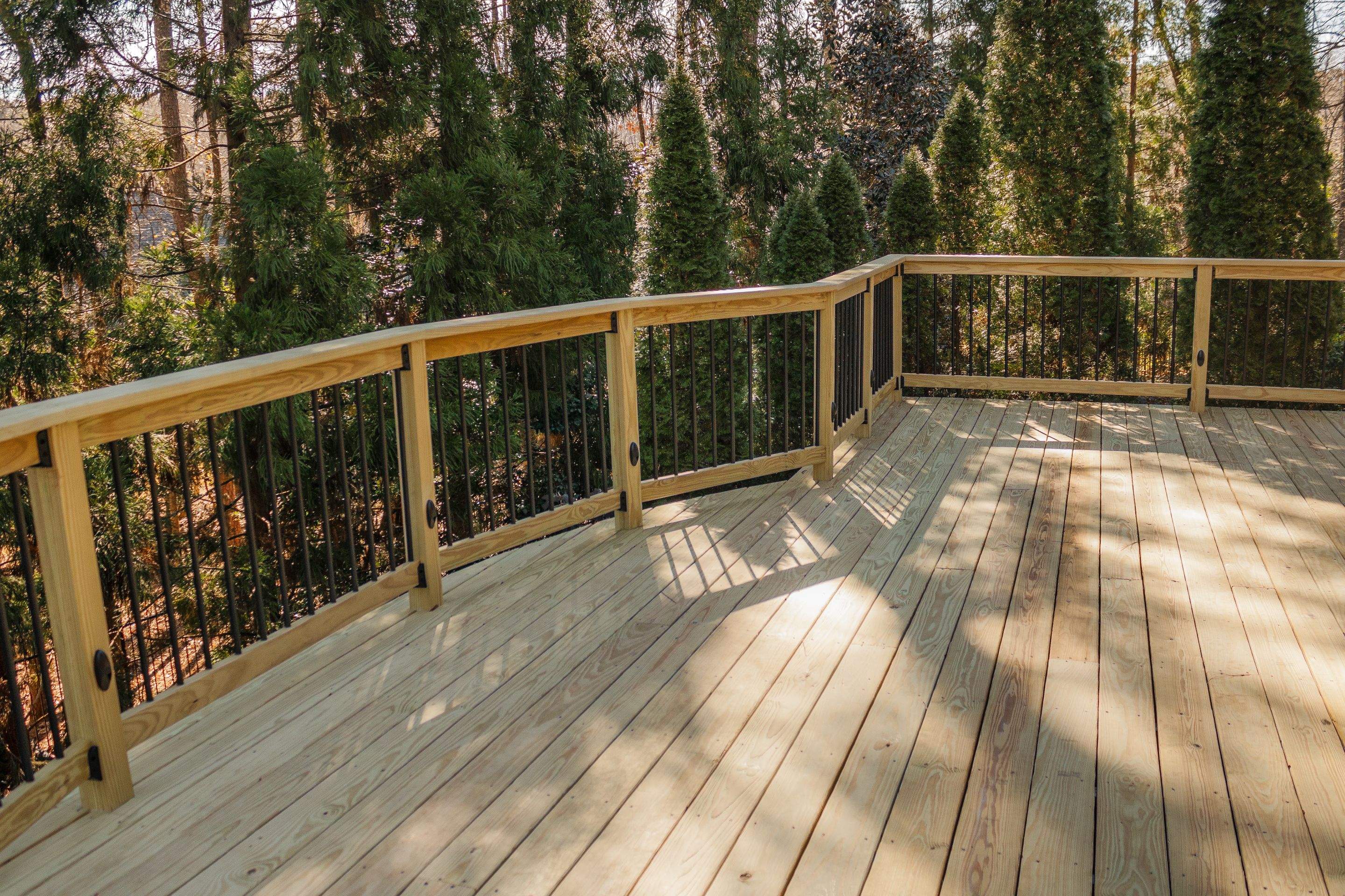 Deck Build using Pressure Treated Pine with Timbertech Deck Lighting by Nelson Exteriors 
