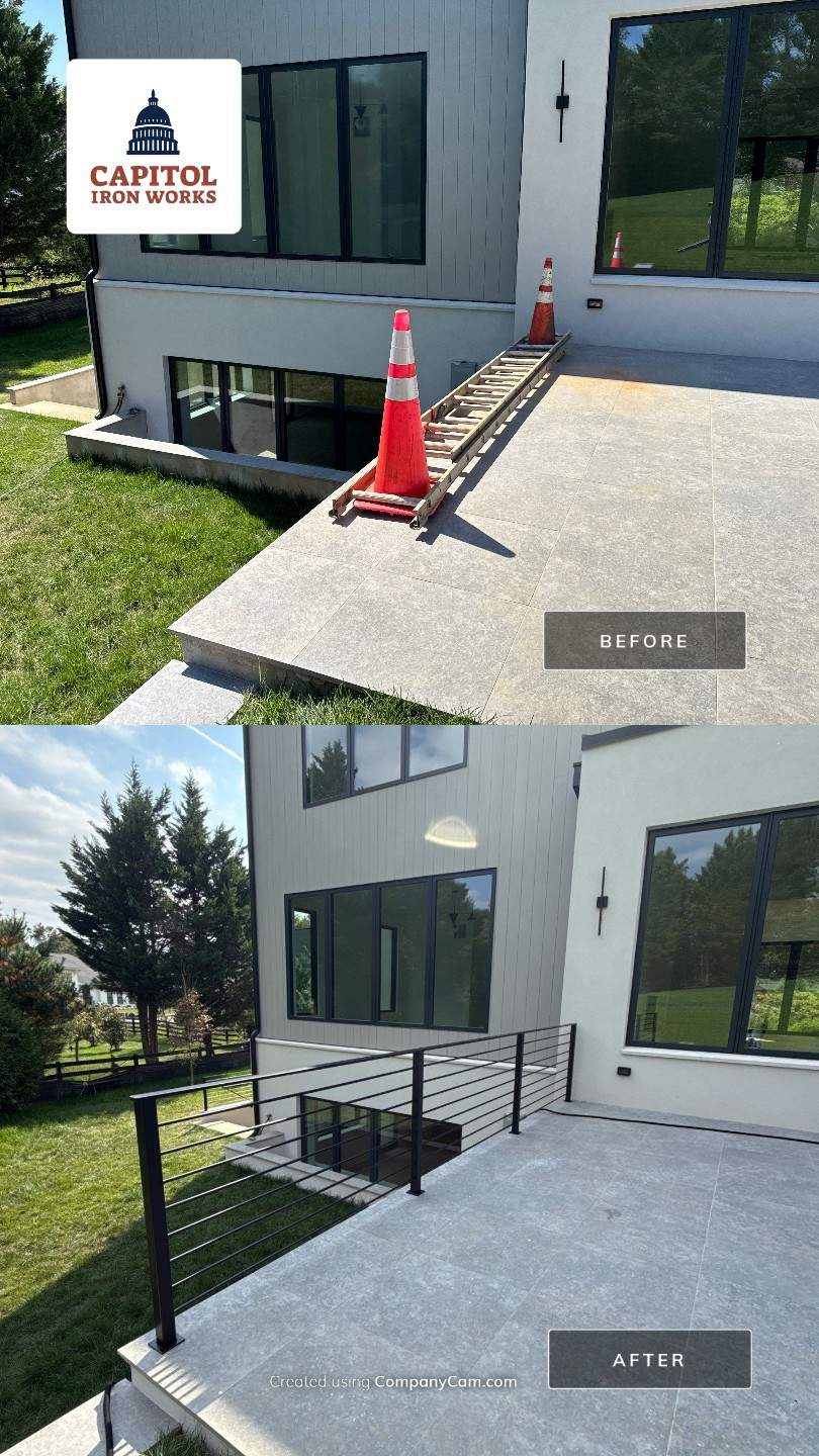 Modern Custom Horizontal Round Bar Railings – Contemporary Residential Design by Capitol Iron Works