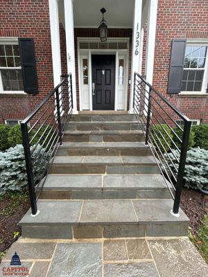 Modern Horizontal Steel Railings – Front Entry Renovation – Washington, DC