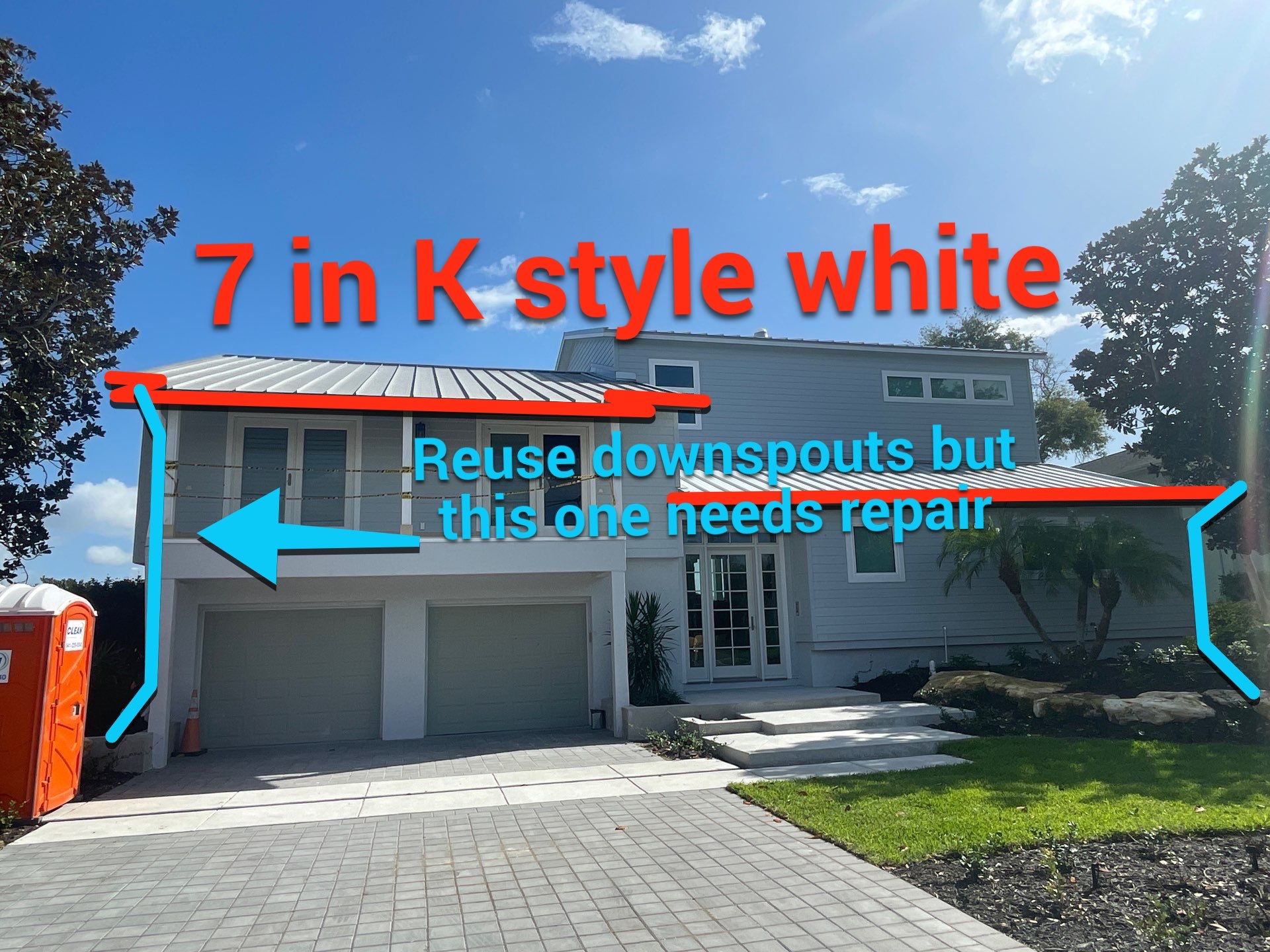 7-Inch K-Style Seamless White Gutters in Osprey FL by Gutter Professors