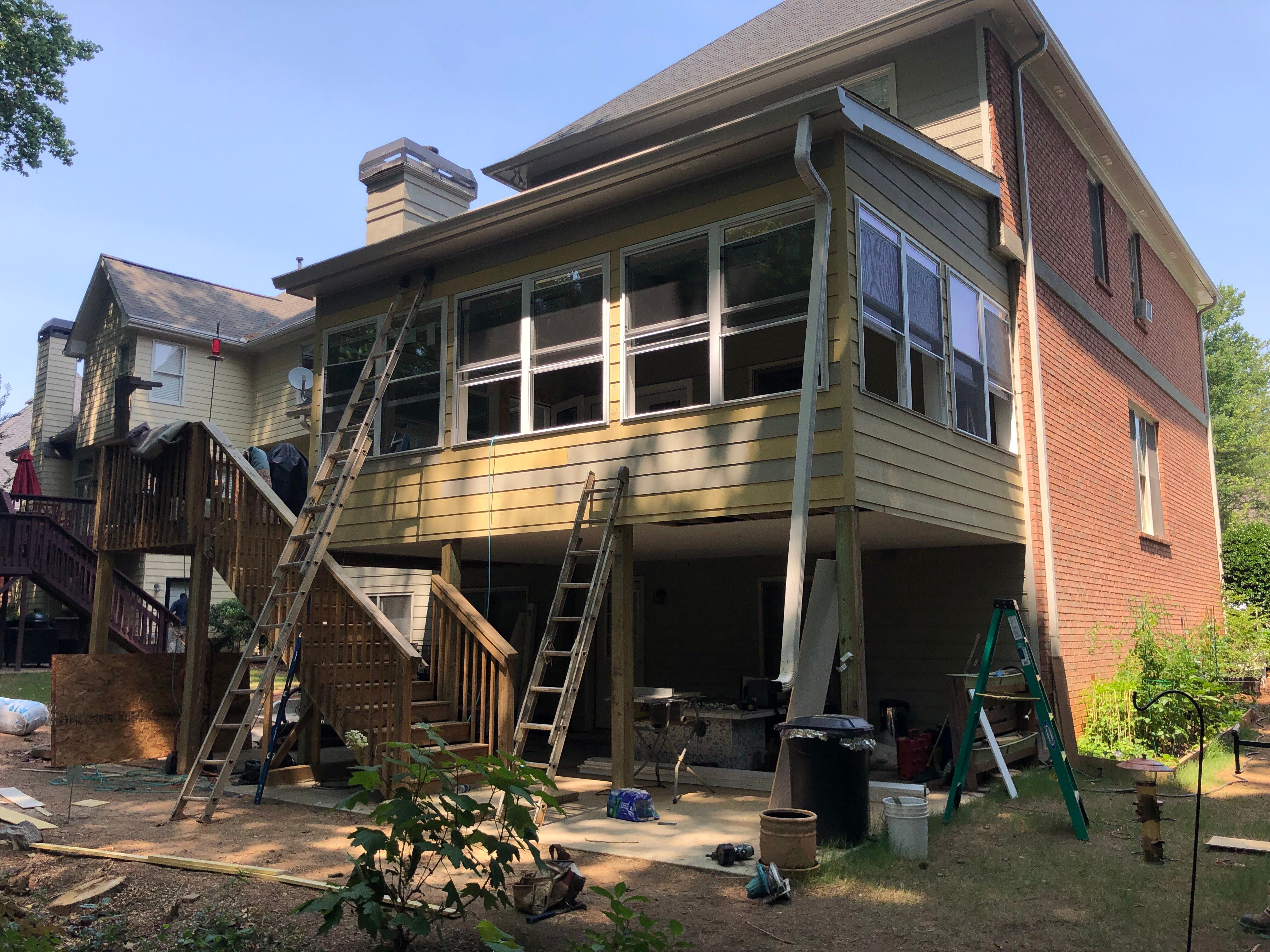 Second-Story Sunroom Addition and Screened Porch Conversion in Dunwoody by Swift Home Renovations 