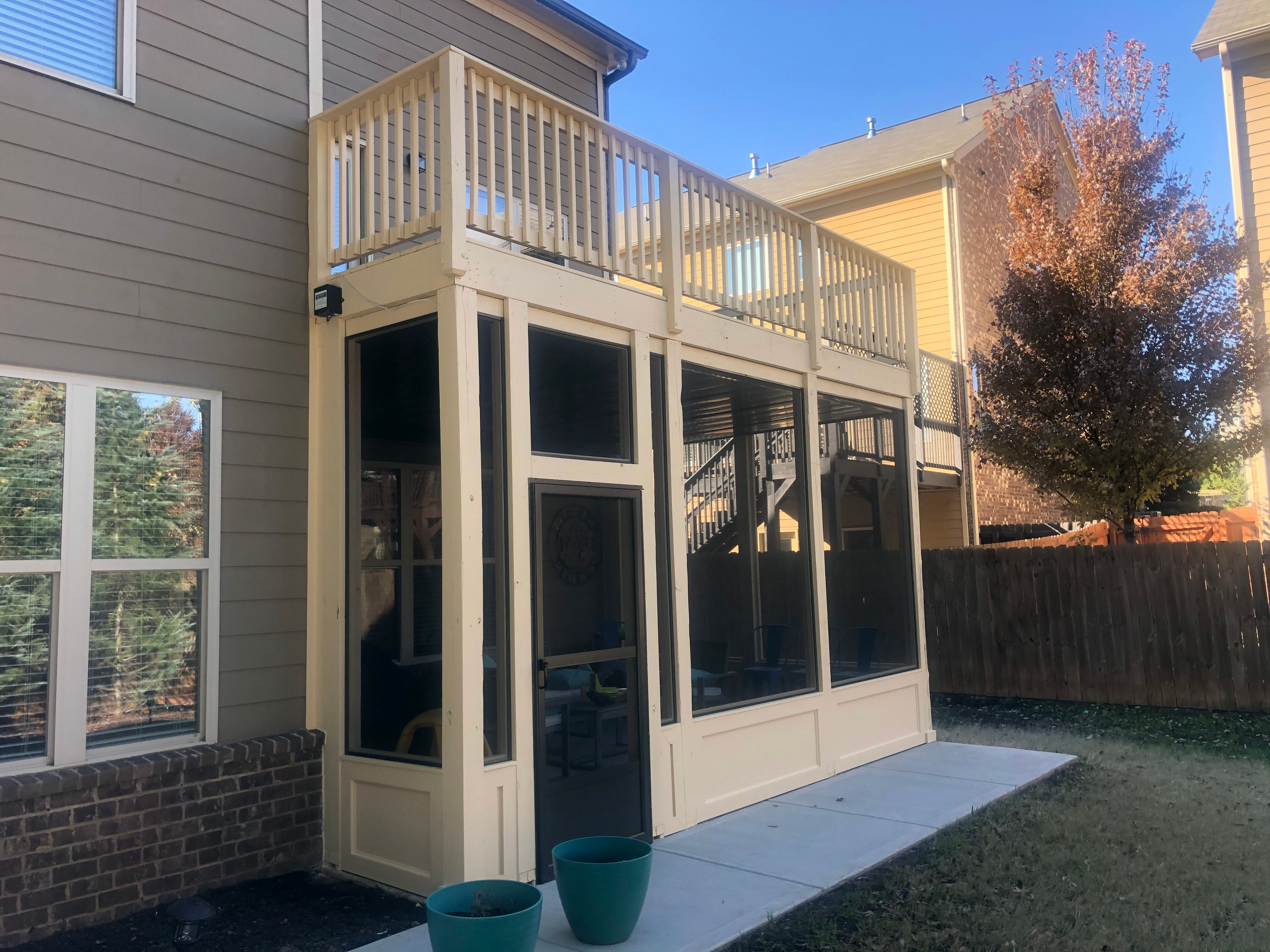 Custom Screened-In Porch Enclosure and Elevated Deck in Smyrna by Swift Home Renovations