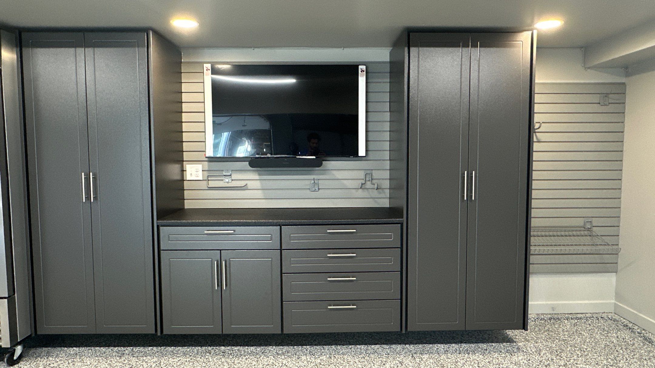 David M. took his garage up a notch with Brand new cabinets and an amazing floor by Banner Garage