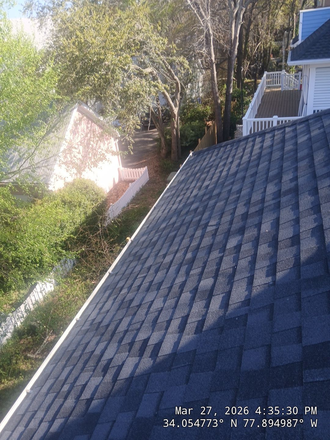 Roof Replacement (FORTIFIED Roof™ System) using CertainTeed Landmark Pro Shingles – Max Def Moire Black in Carolina Beach, NC by your trusted local roofing company near me by RGR Construction and Roofing, LLC