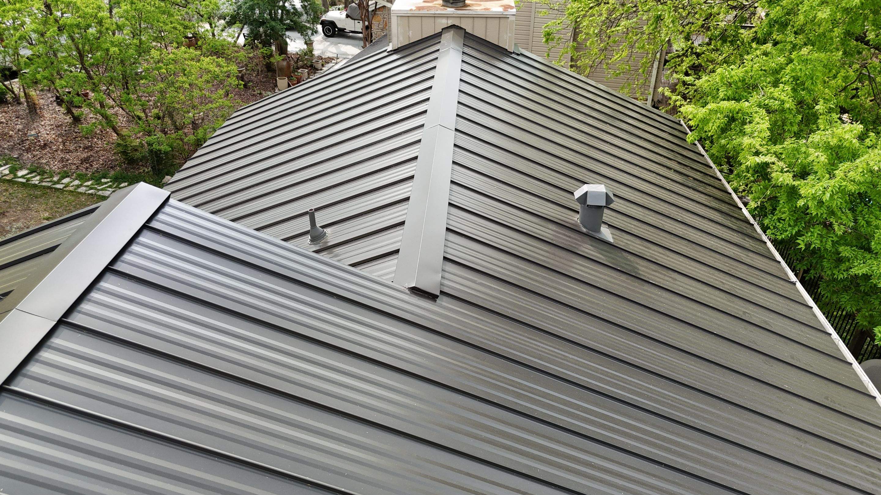 Dark Bronze - L&A Standing Seam with Striations by RoofsOnly.com