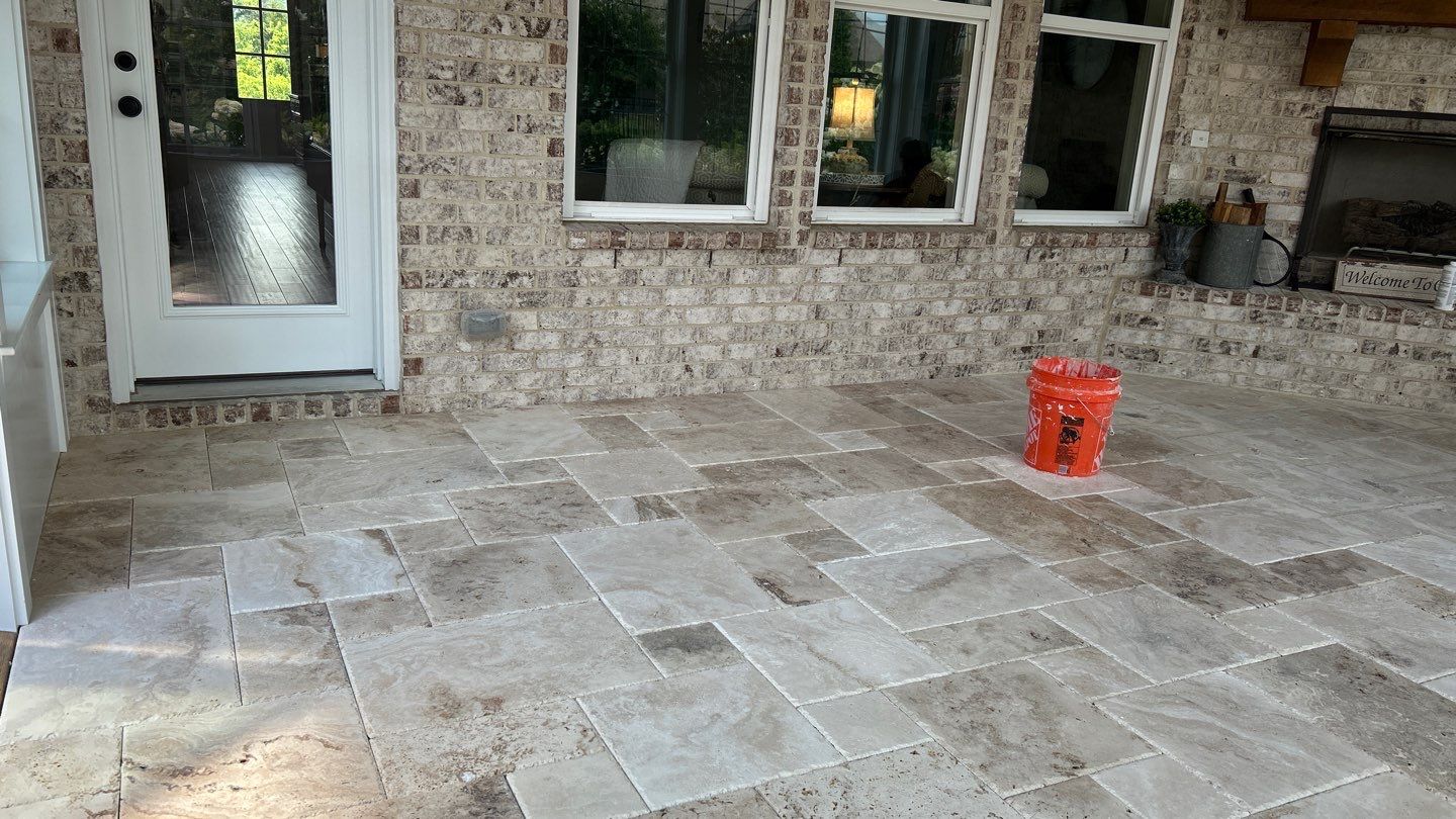 Travertine tile four season room by Footprints Floors of Nashville