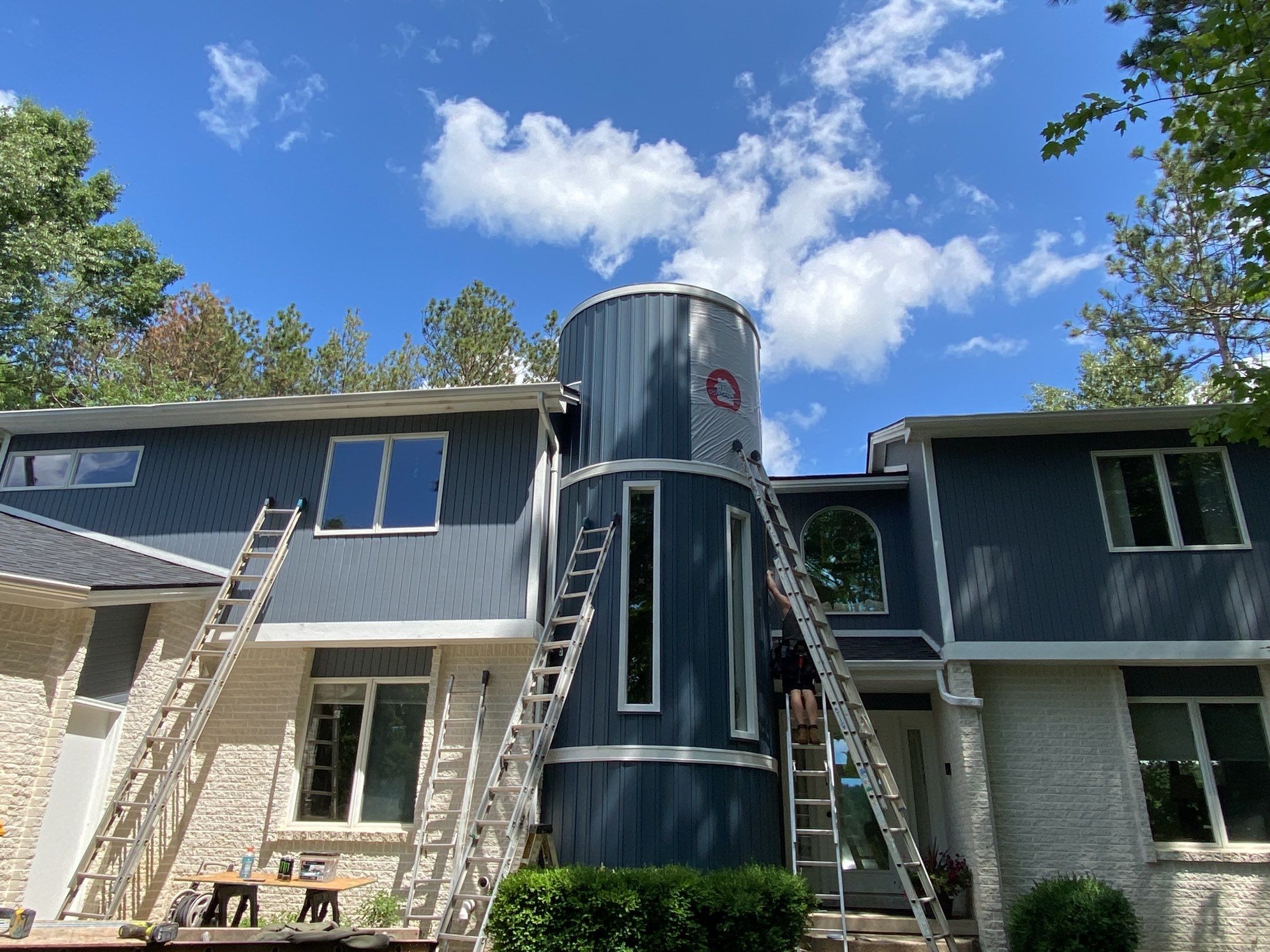 Siding Replacement using CertainTeed Board & Batten Pacific Blue by 180 Contractors