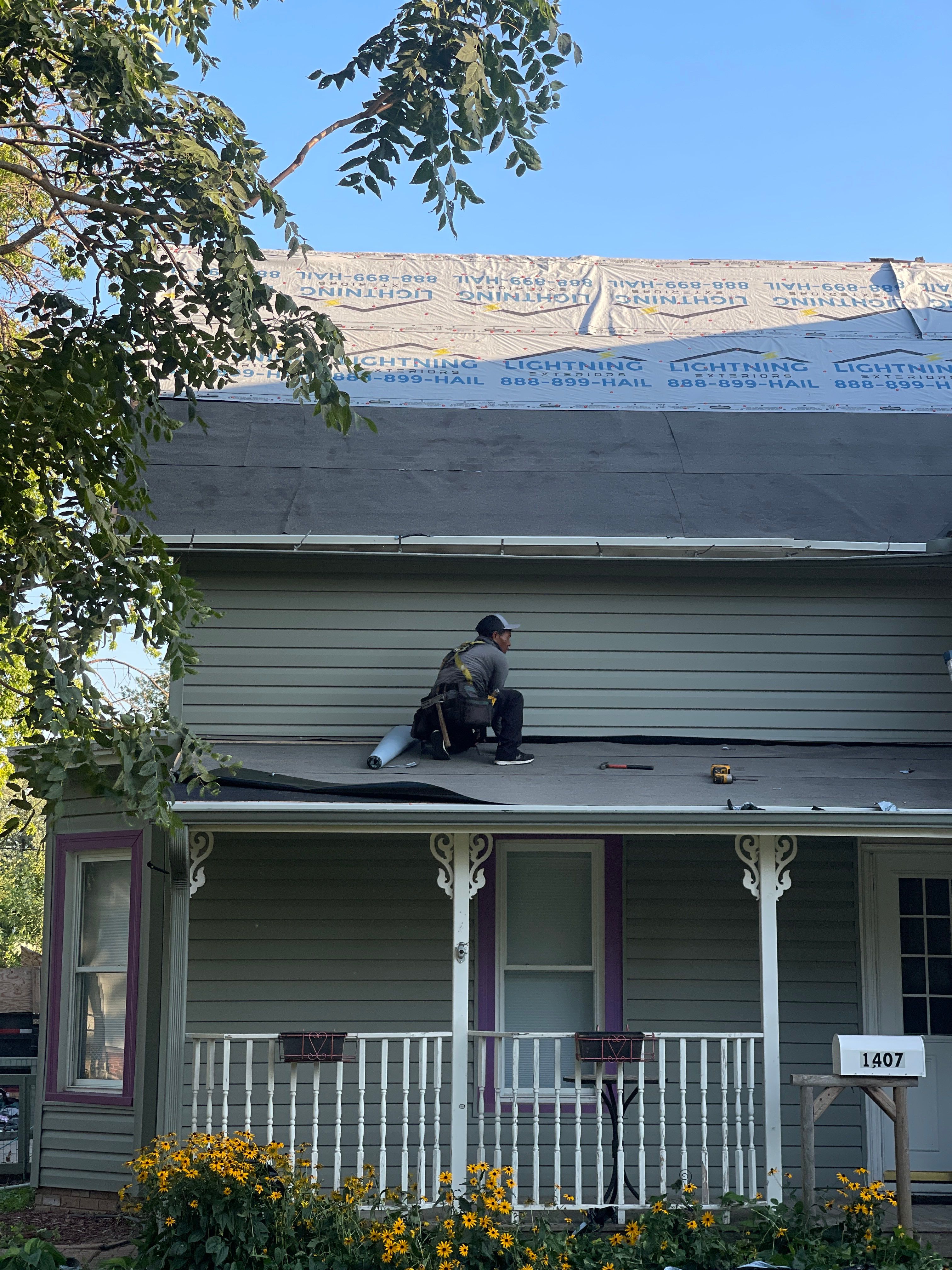 Residential Roofing Installation using Owens Corning Duration Colonial Slate by Lightning Exteriors