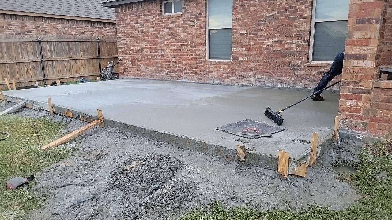 Concrete slab with Pergola by Clays Services Inc