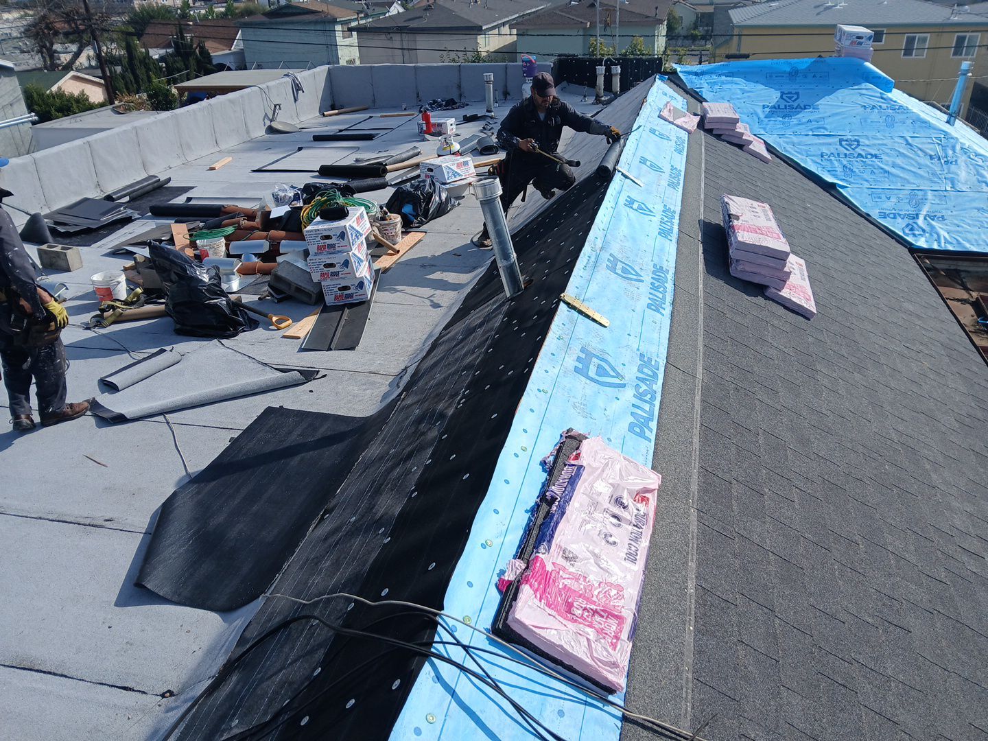 Apartment Building Roofing Installation using CertainTeed GTA Modified Bitument System by Hull Brothers Roofing