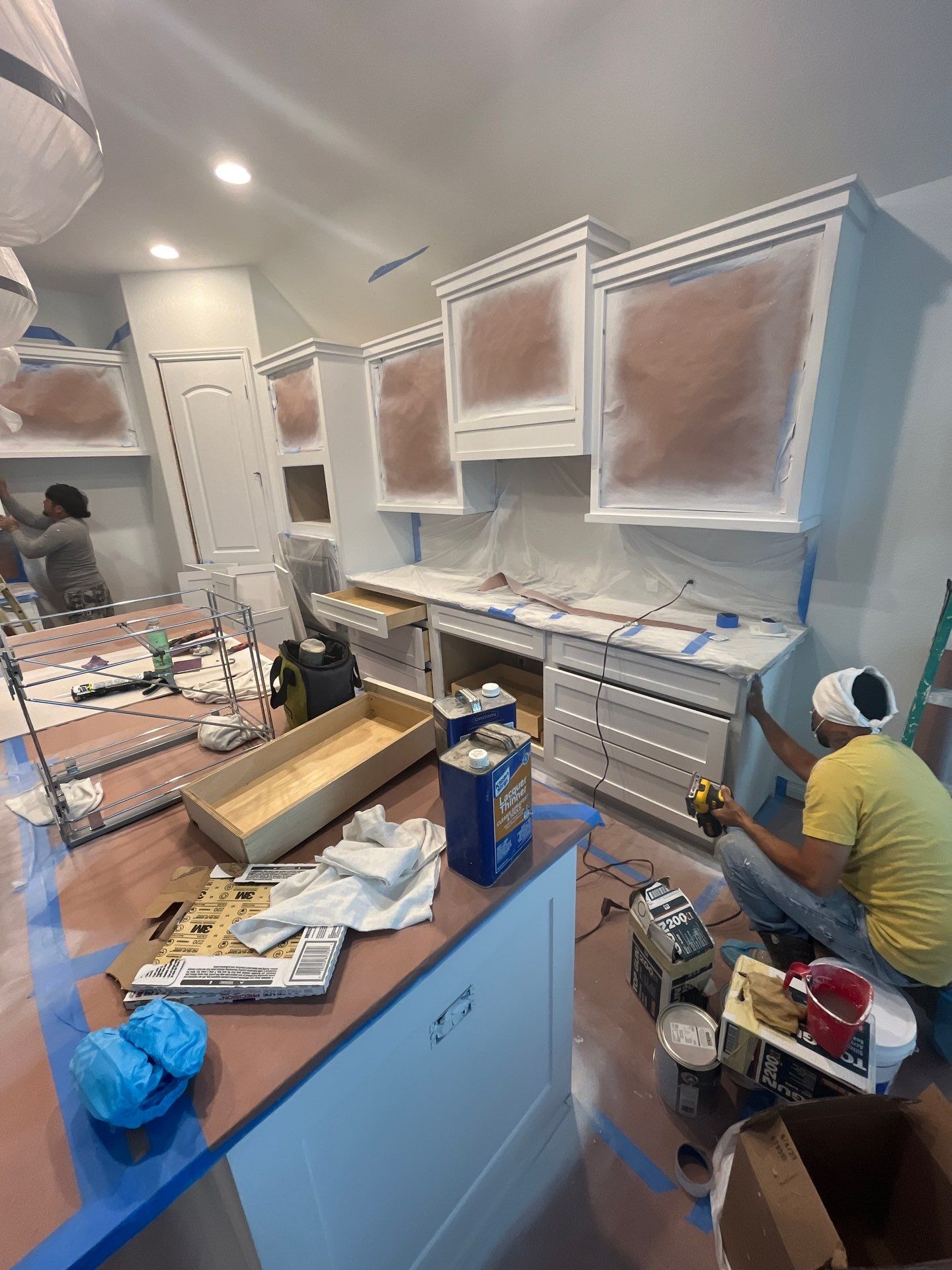 Kitchen Remodel using Water mitigation equipment by L&T General Contractors and Restoration INC