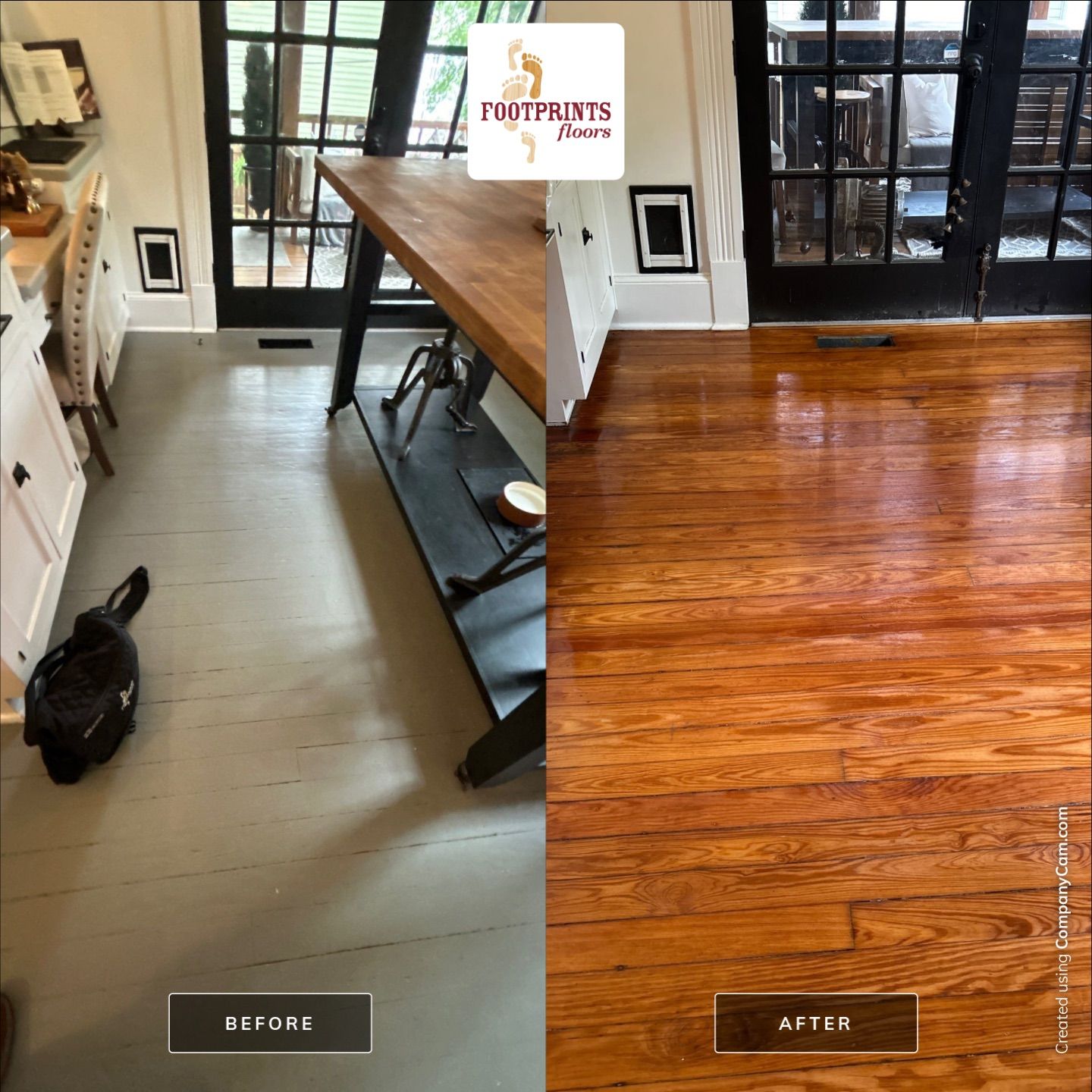 We restored this painted heart pine! by Footprints Floors of East Atlanta