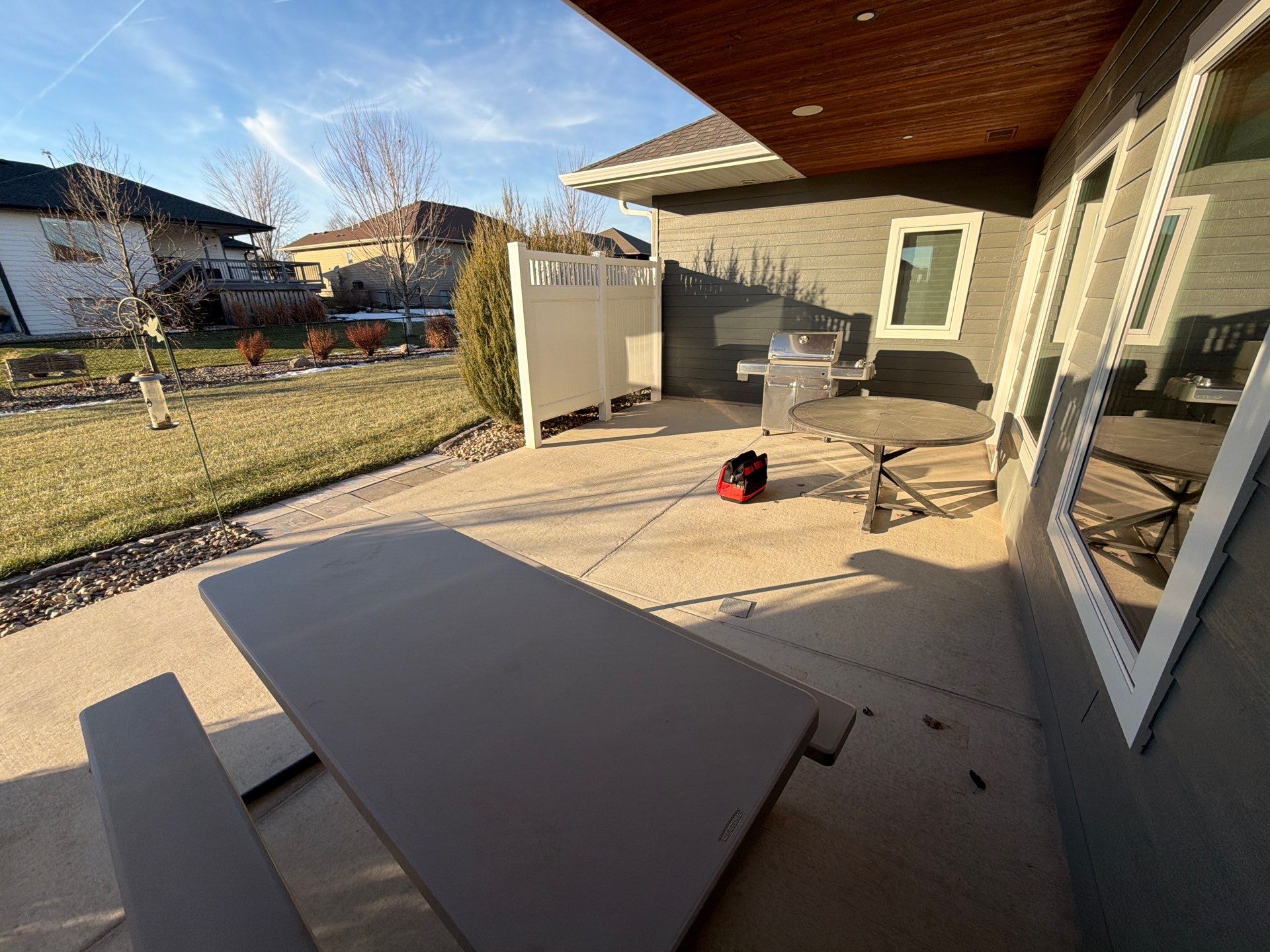 Polyurea Patio Floor Coating in Starry Evening for Sioux Falls Home by Select Painting, Coatings & Garage Cabinets