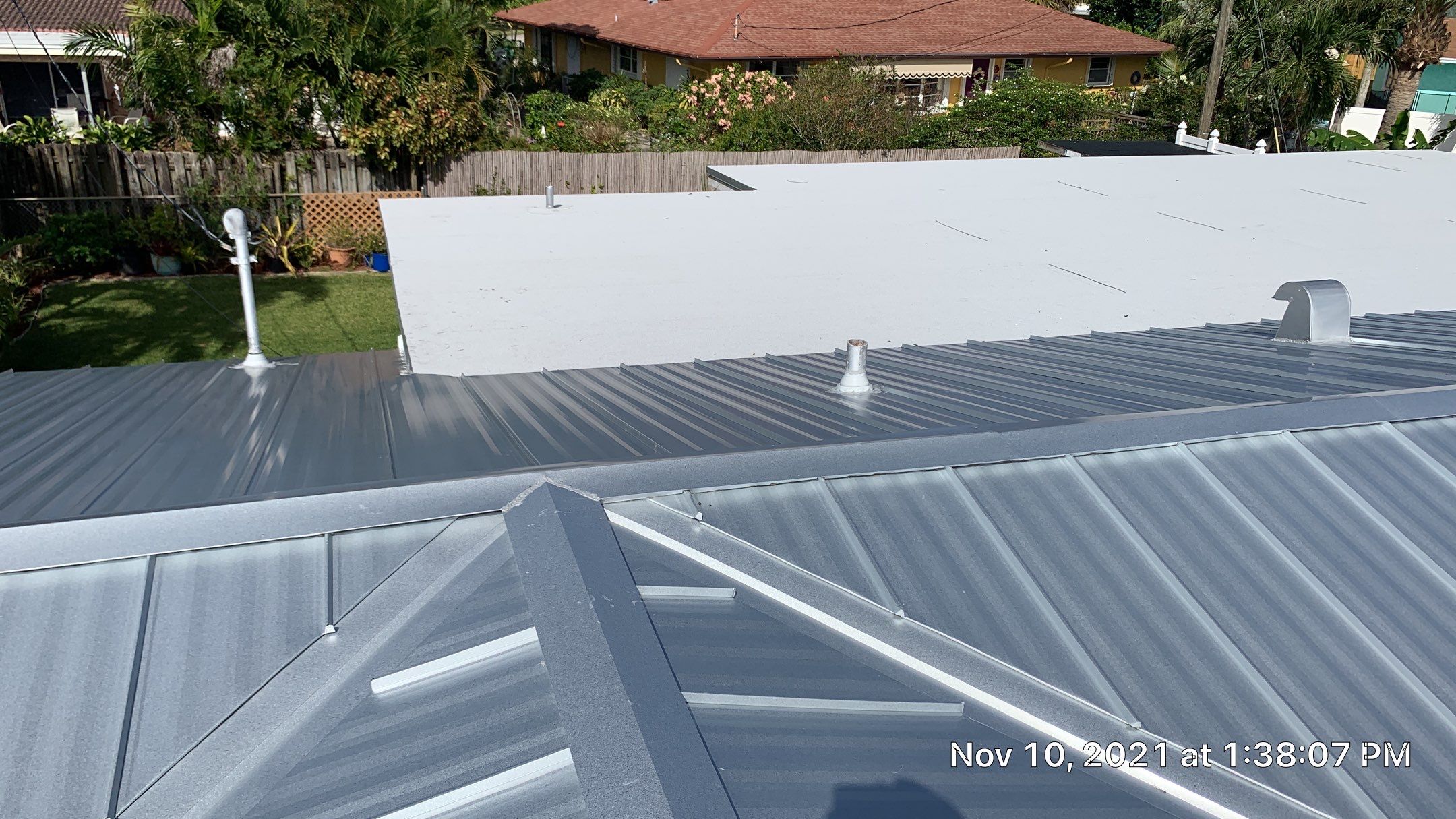 Residential Roofing Installation using 1" Nail strip metal roof by BLUES BROTHERS CONSTRUCTION CORP