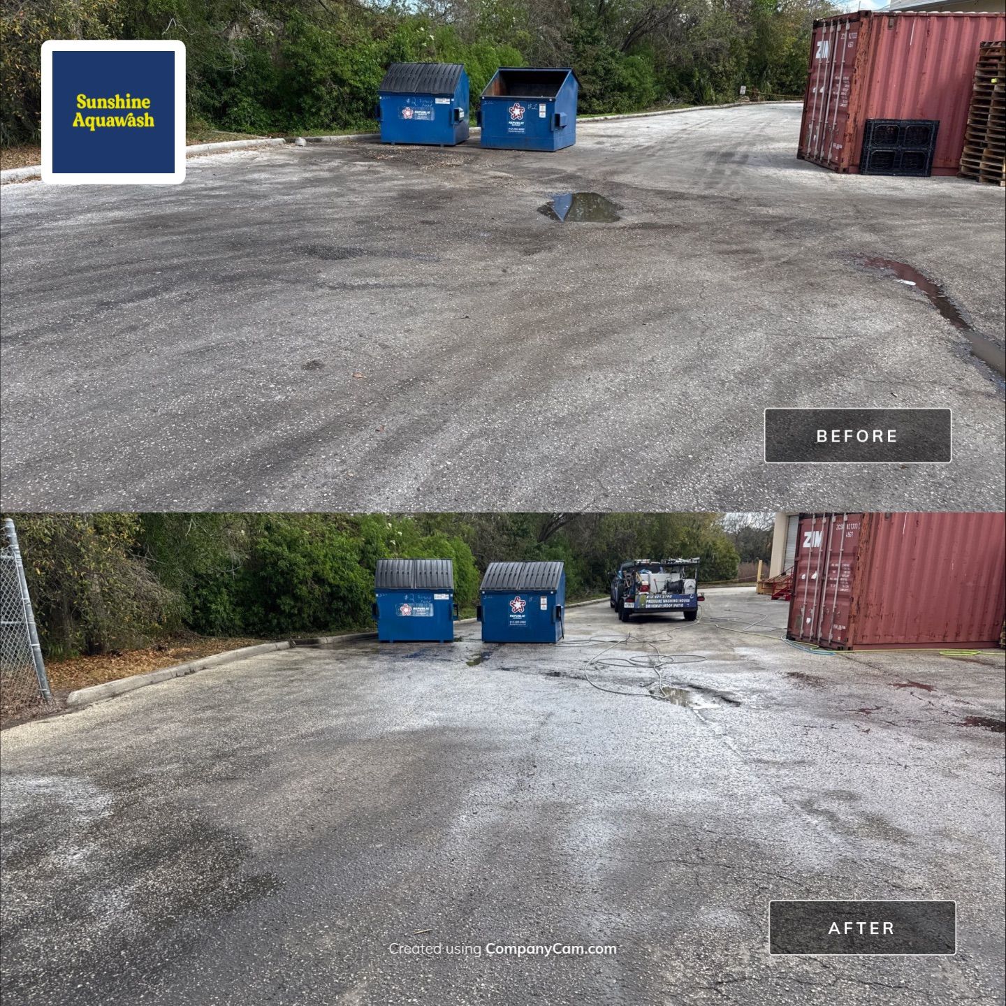 Commercial Loading Dock & Dumpster Area Cleaning Transformation by Sunshine AquaWash