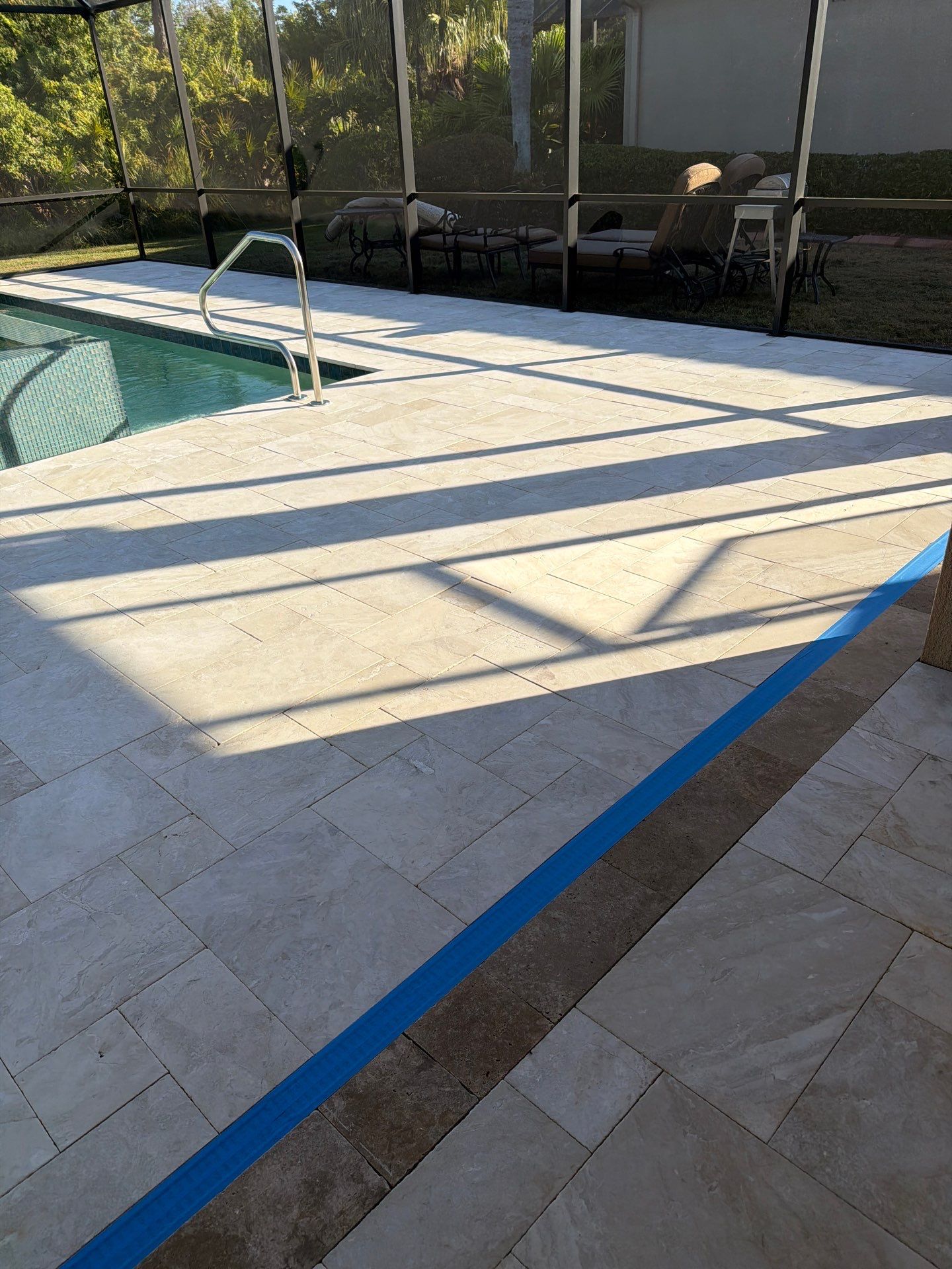 Travertine Paver Sealing Project in Sun City Center by Supreme Paver Experts