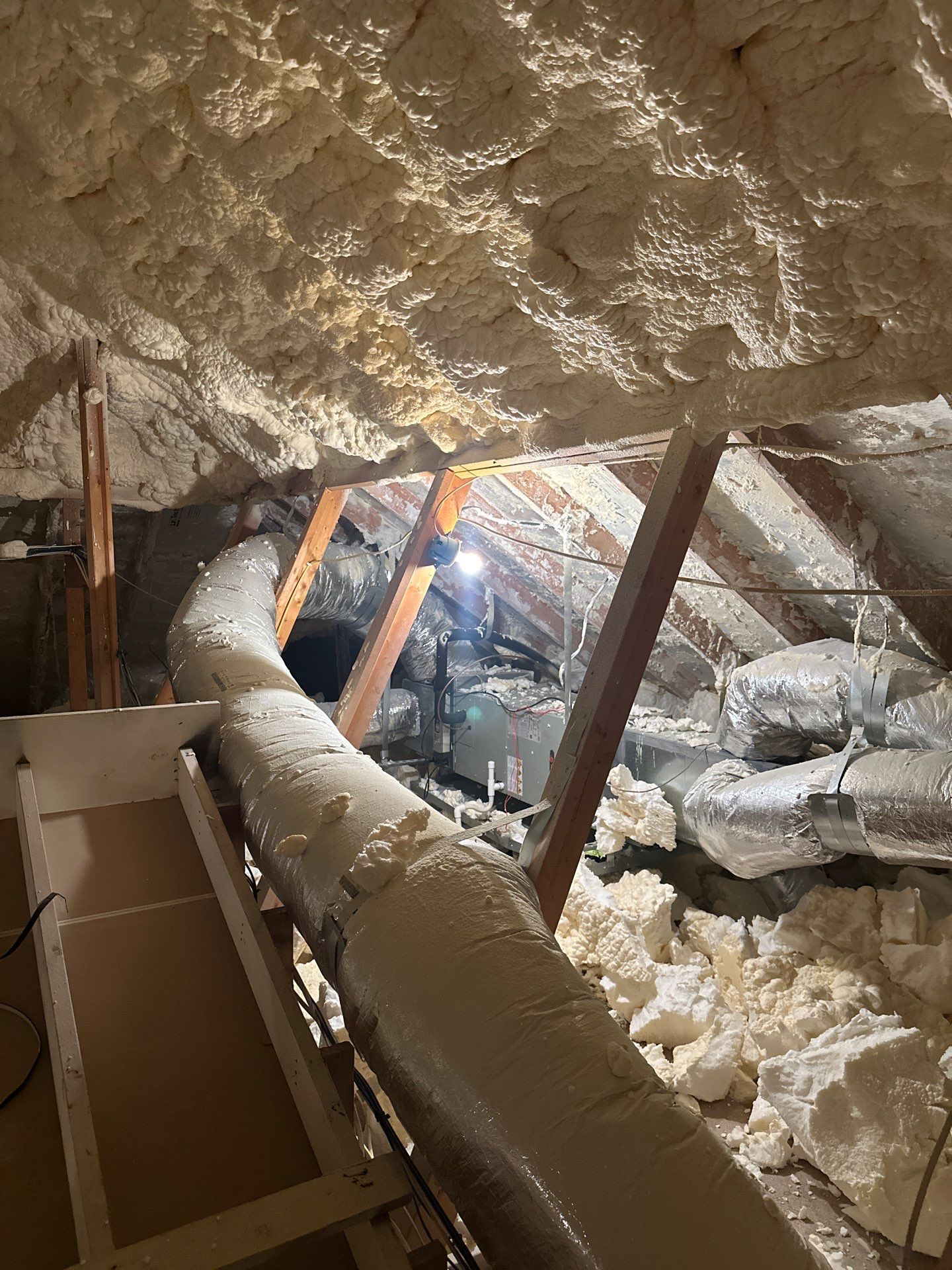 Spray foam insulation removal & re spray by Apex Insulation Solutions