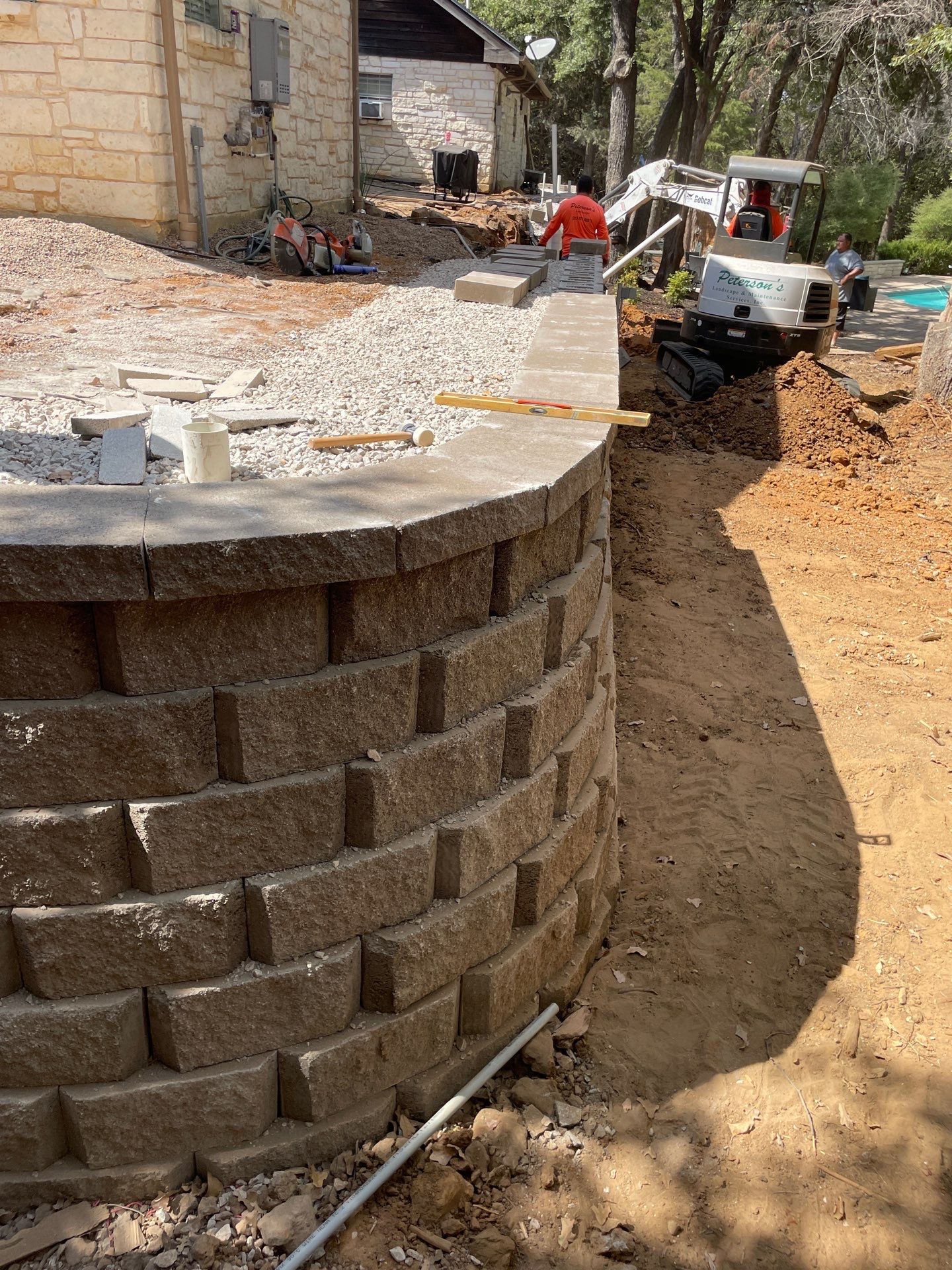 In Progress Retaining Wall Project by Peterson’s