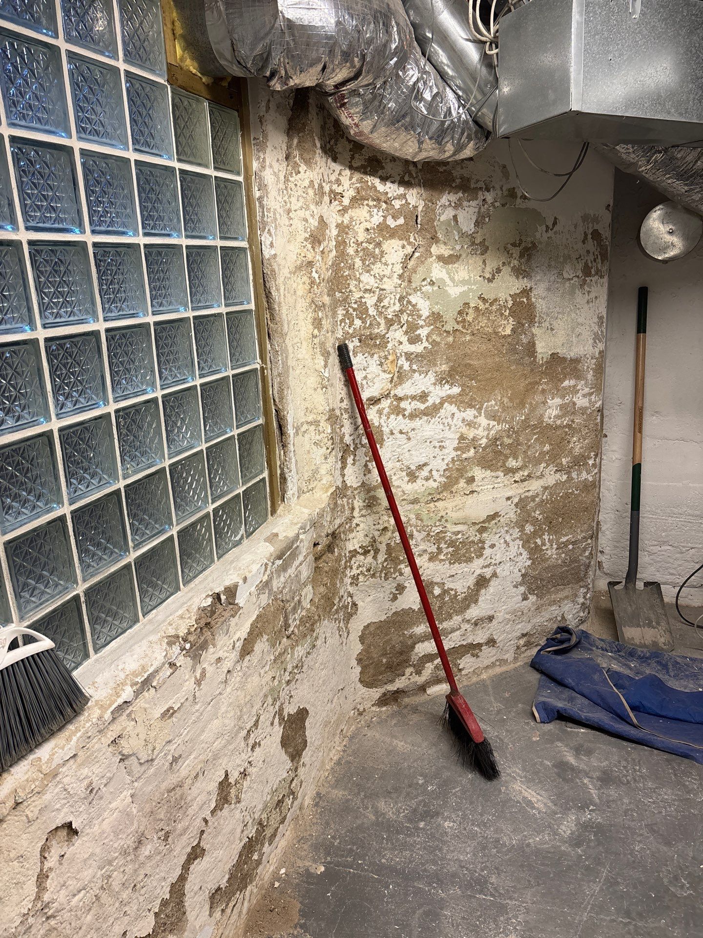 Parge Coating Drew's Stone Foundation by Waterproofing Northeast