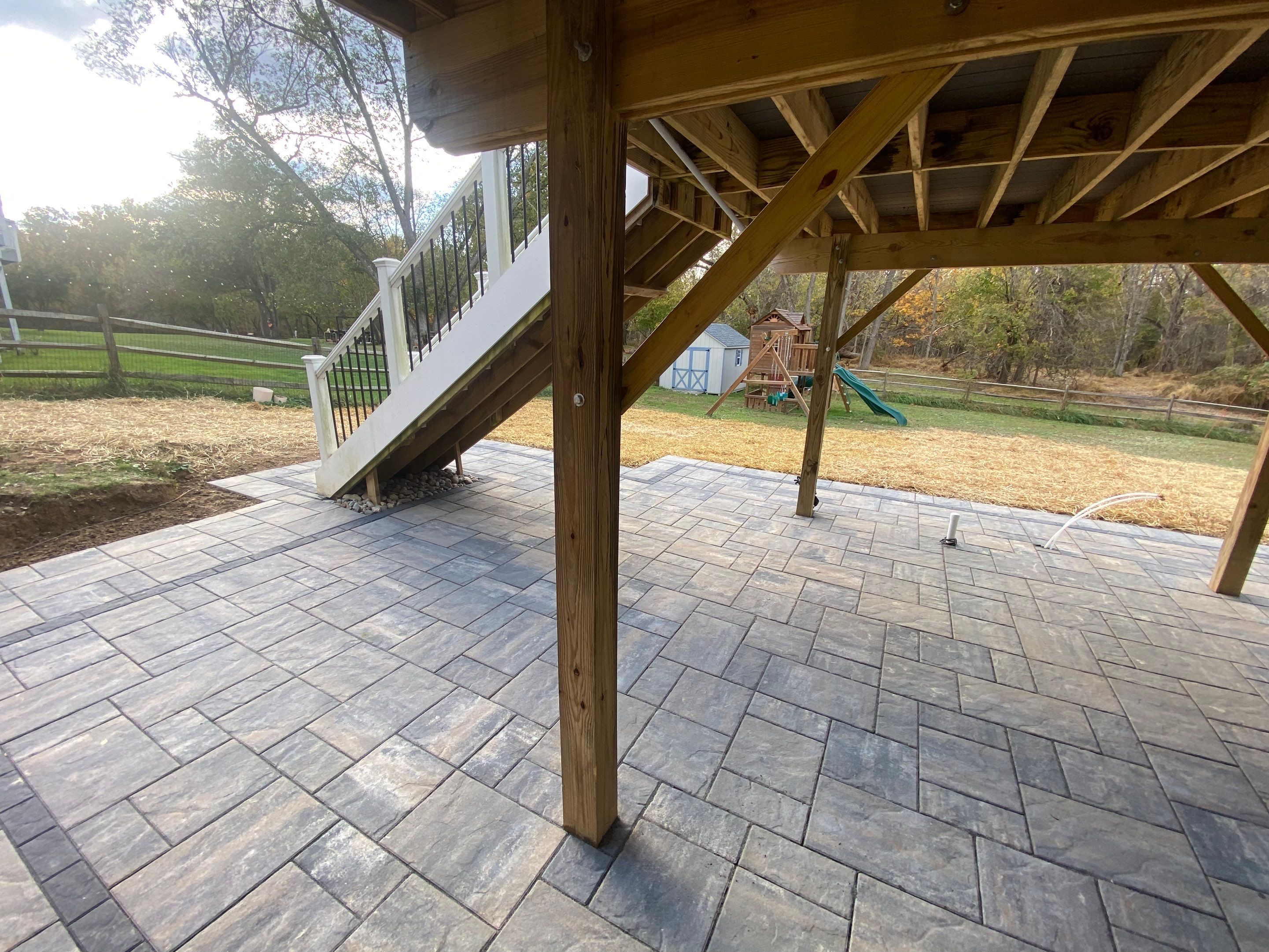 Backyard Transformation using Techo-Bloc Pavers by The Smet Companies, LLC