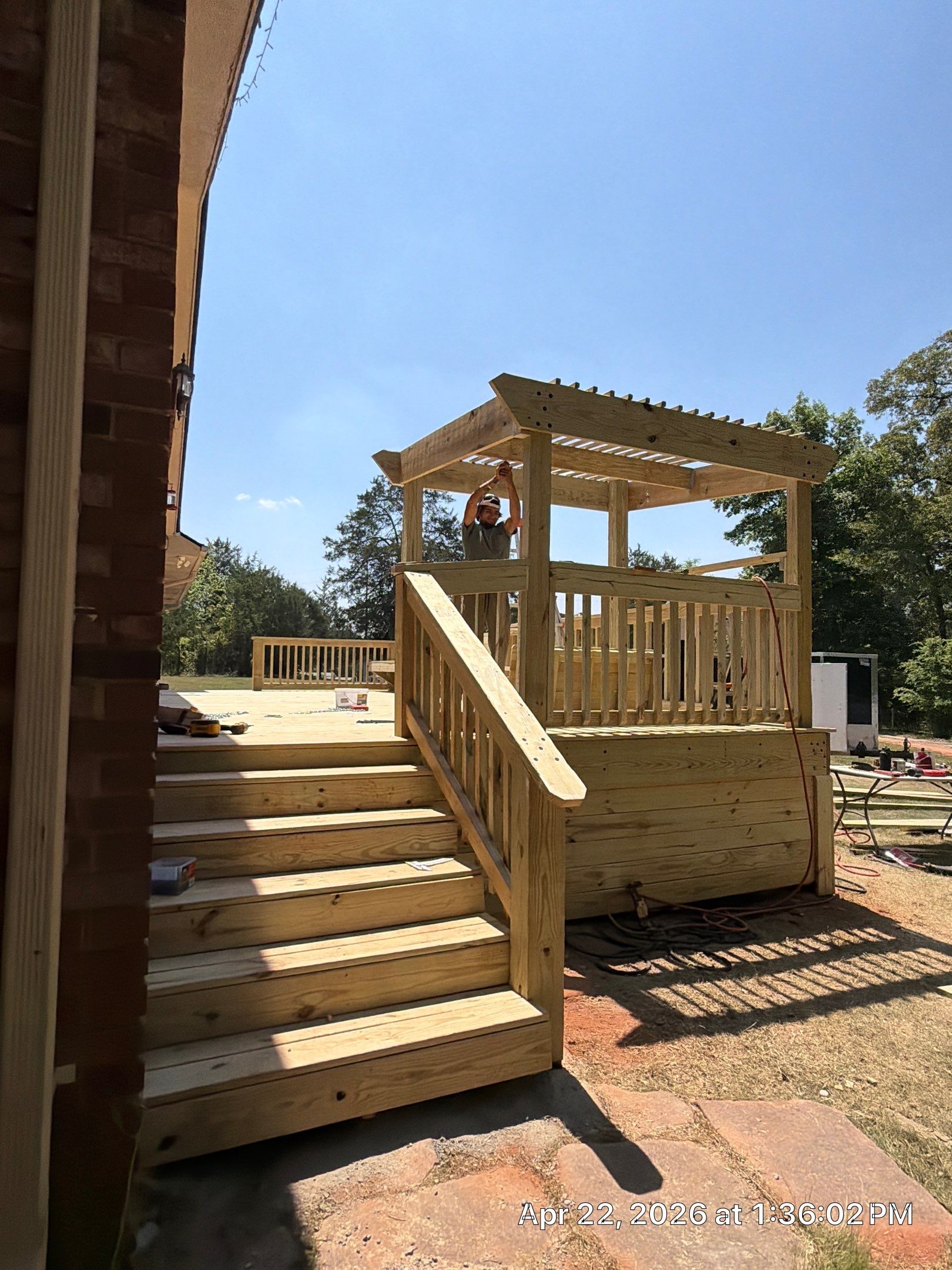 Custom Pressure-Treated Wood Deck and Pergola Build in Social Circle by PGP Surface Solutions, LLC
