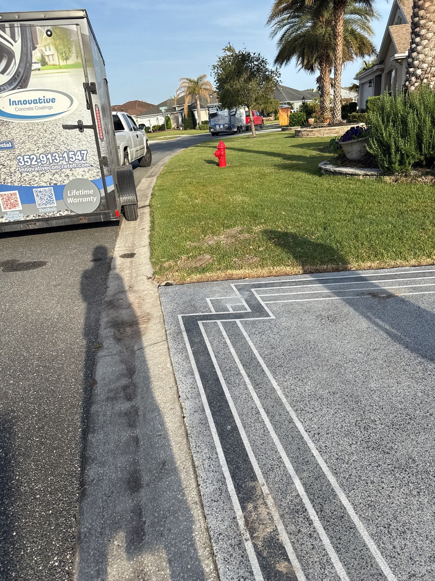 Driveway & Sidewalk Slatestone with Silvercreek borders by Innovative Concrete Coatings 