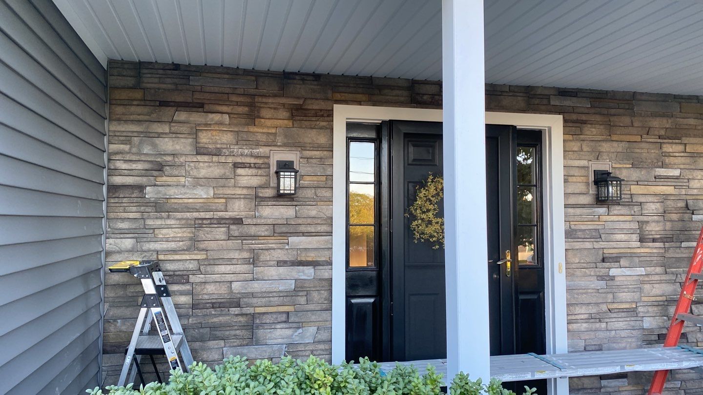 Siding Installation using Certainteed Monogram Charcoal gray and Owens Corning Versetta Stone Sterling by A Plus Exterior