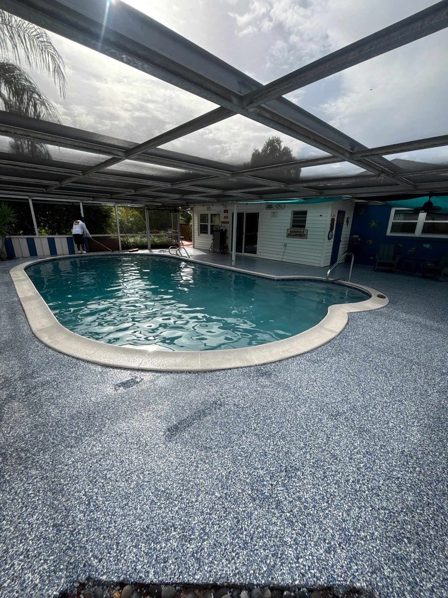Lake Wales Pool Deck Concrete Coating with Orbit Flake by Performance Floors & Coating