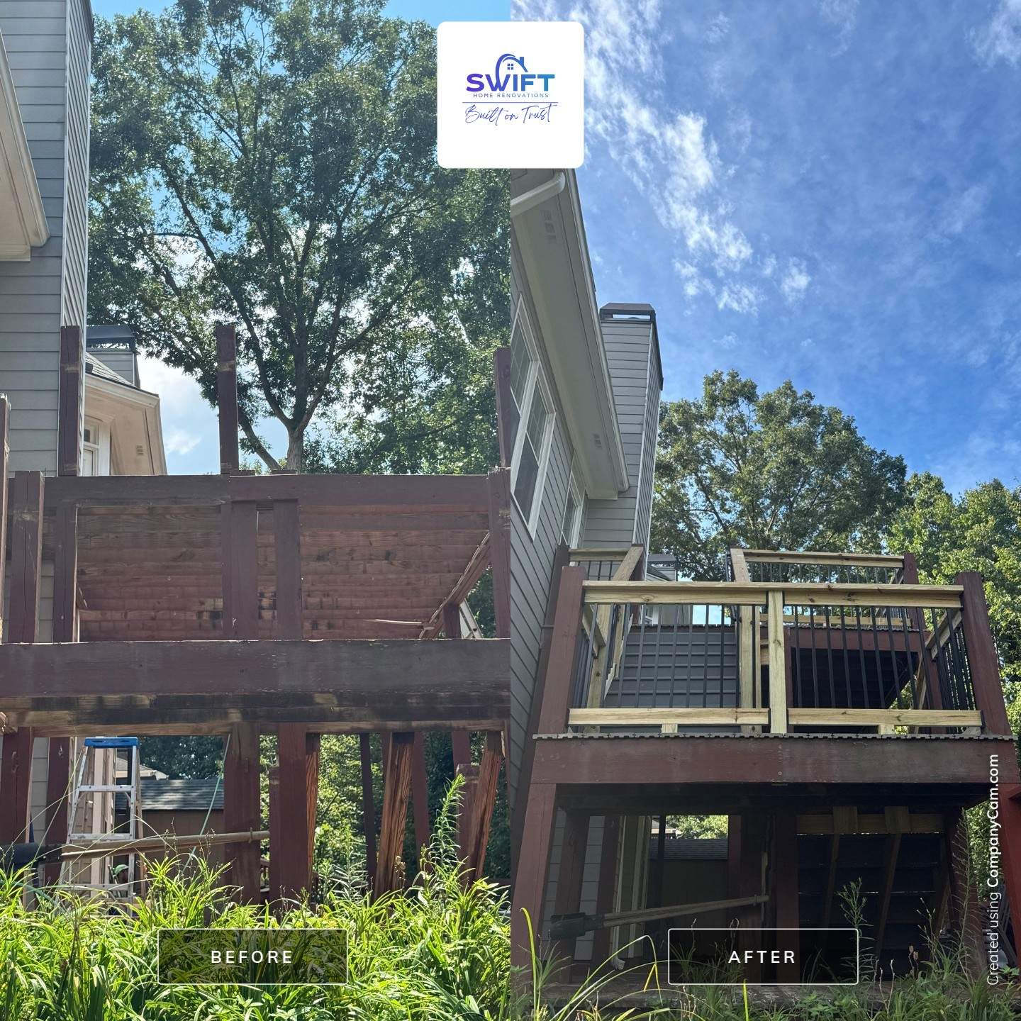 Multi-Level Composite Deck and Staircase Installation in Stonecrest by Swift Home Renovations