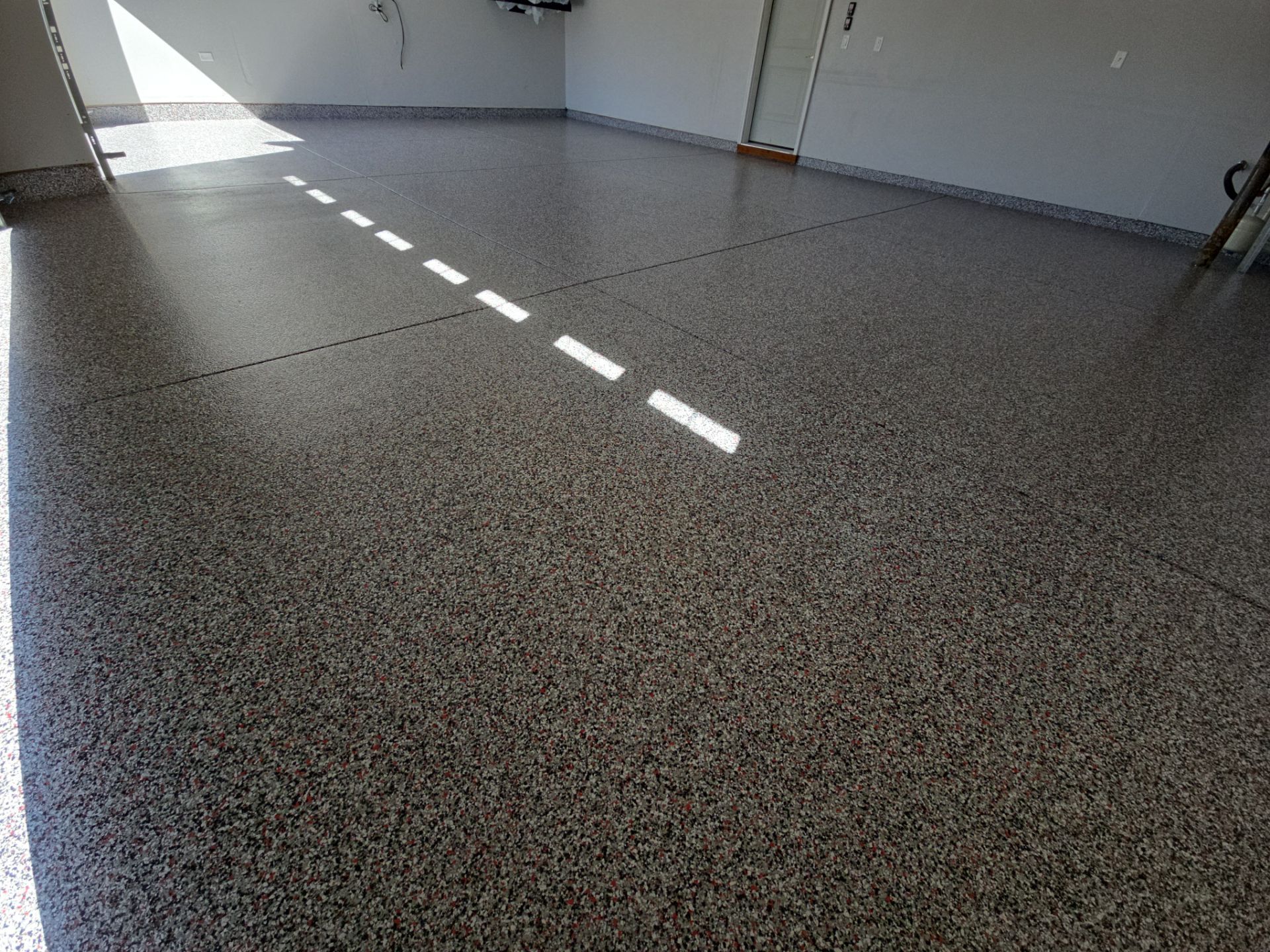 Garage Transformation using Domino w/ 5% Cherry Bomb Red  by Croc Coatings, LLC