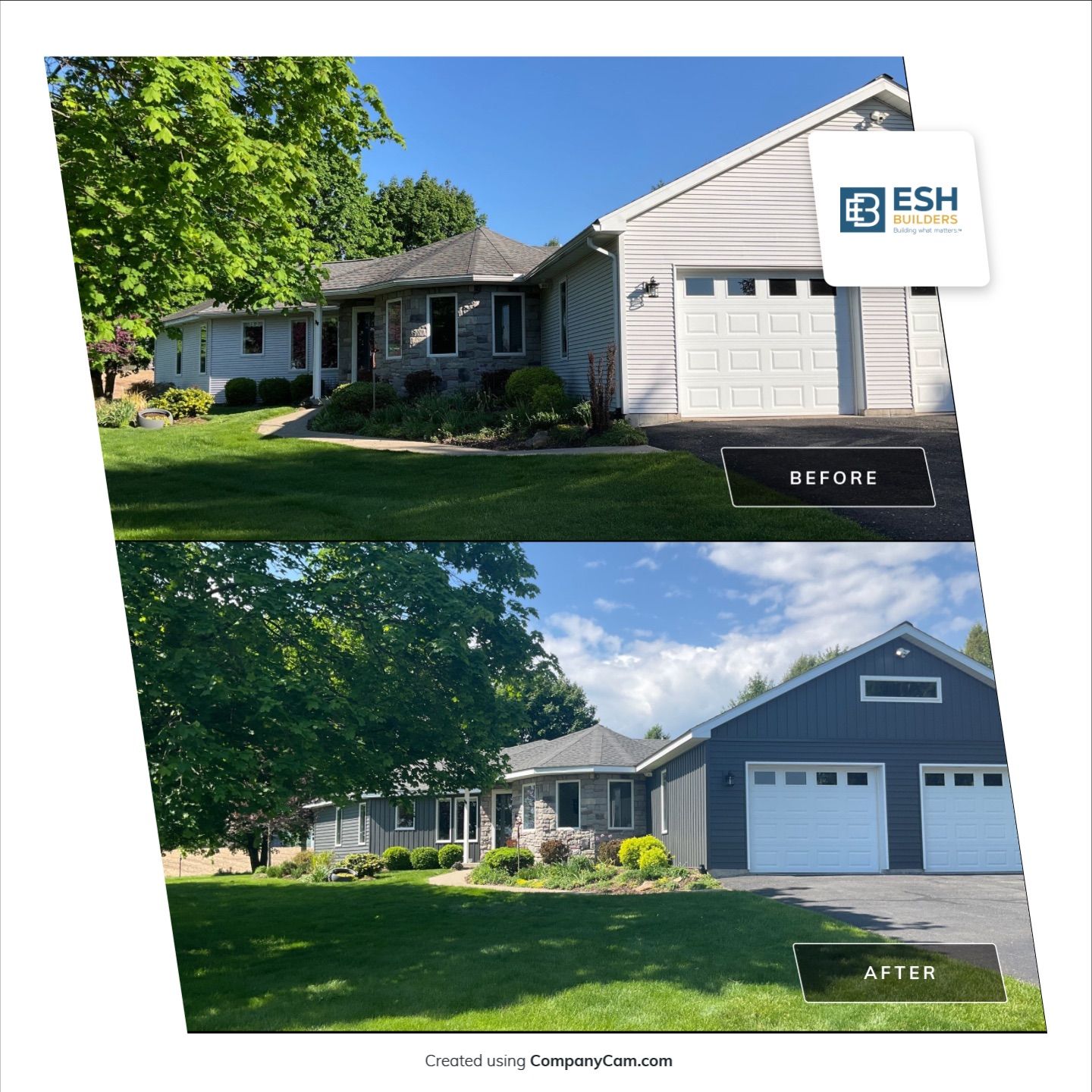 Nightfall Exterior Siding Replacement and Stone Veneer in Halifax by Esh Builders