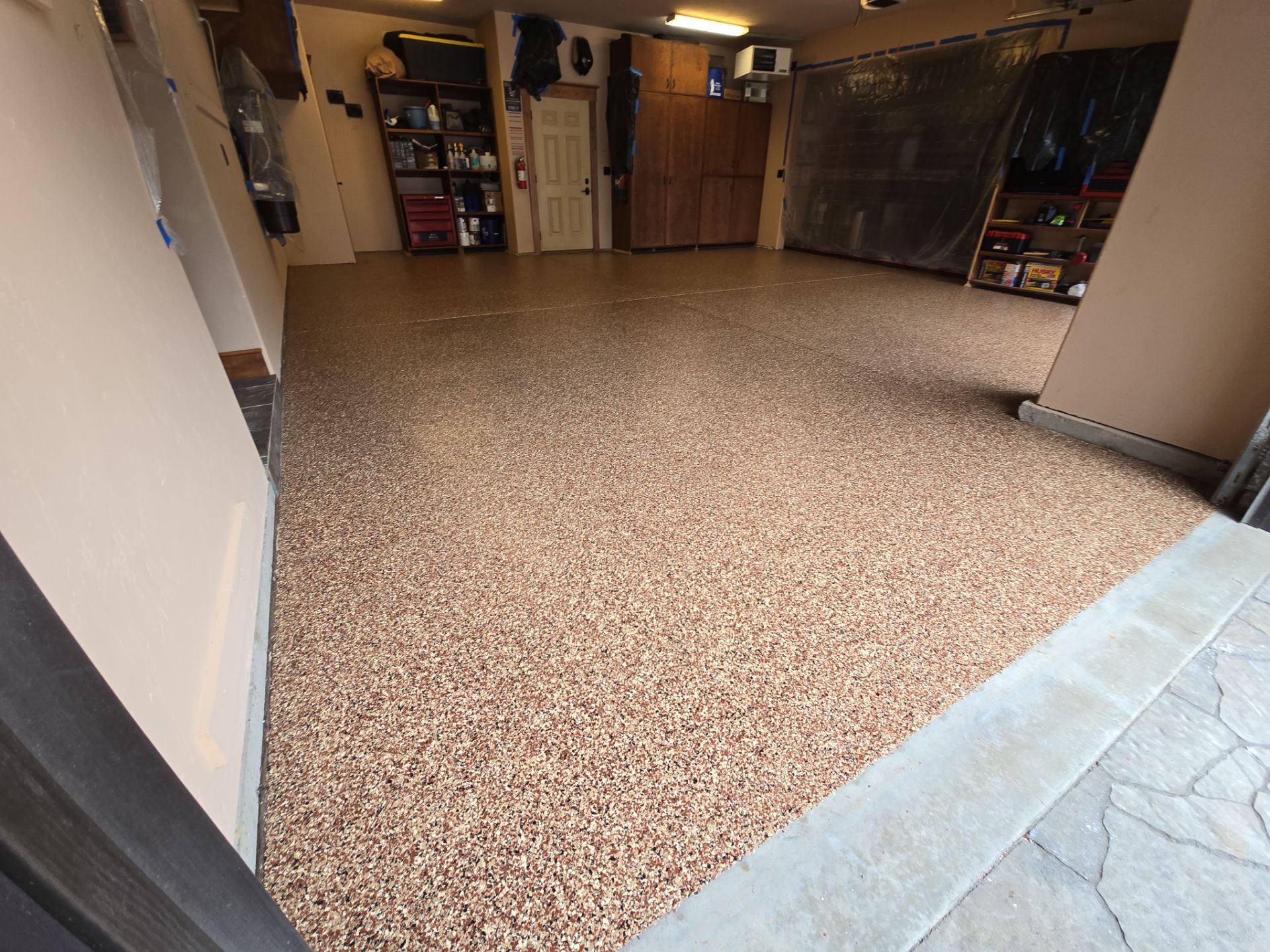 Garage Transformation using Chestnut by Croc Coatings, LLC